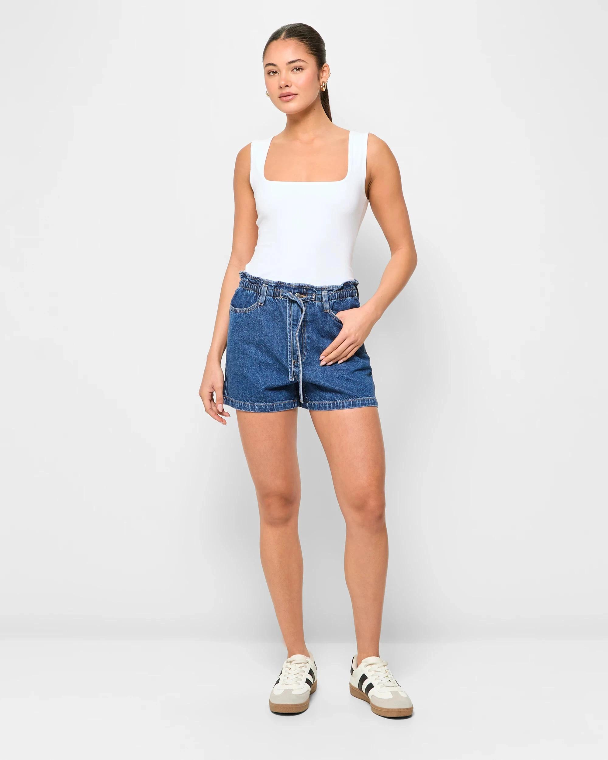 2 Denim Paperbag Shorts - Lily Loves ICONIC DARK INDIGO, 2 of 5