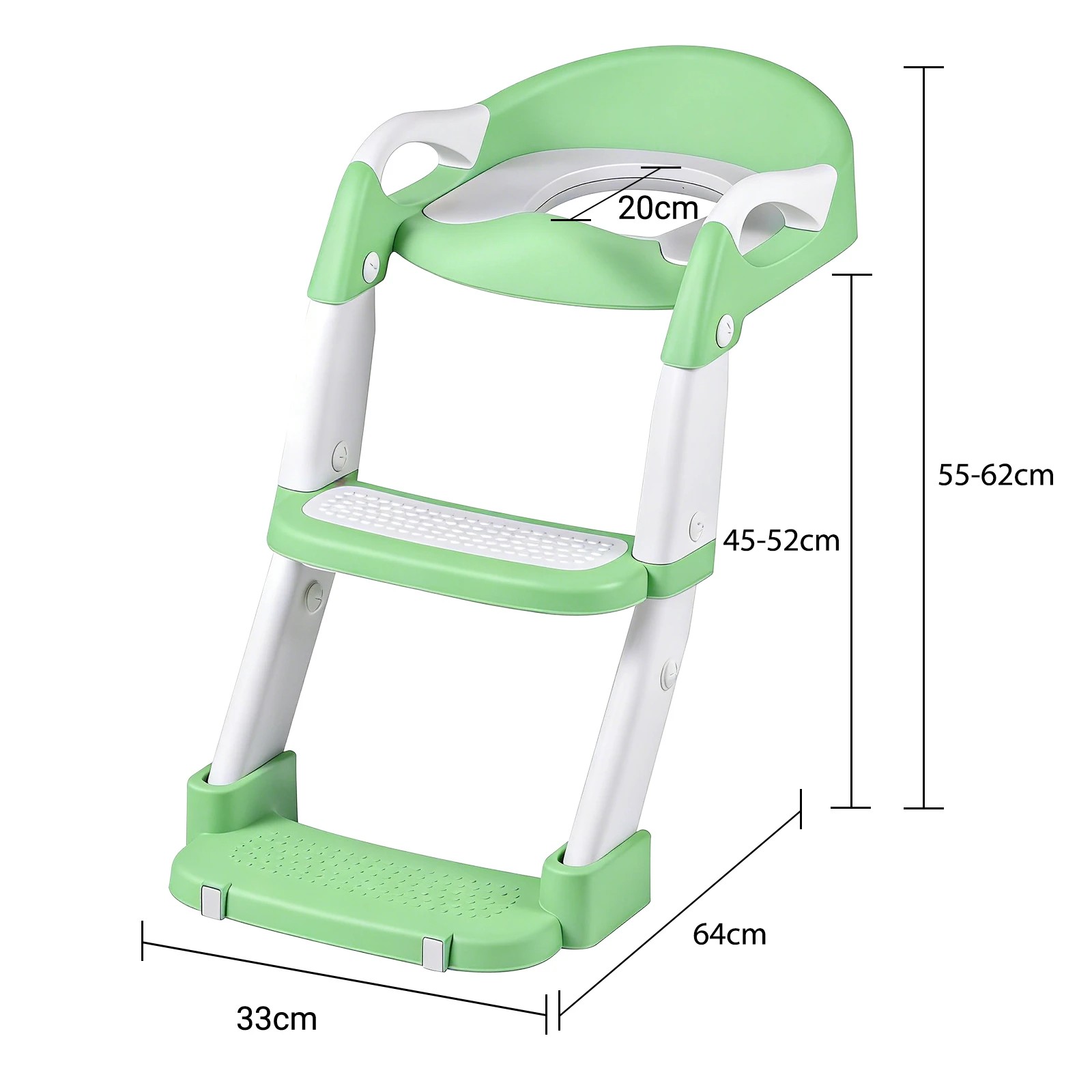 3 Advwin Foldable 2-in-1 Toddler Potty Training Seat with Stool Ladder Height Adjustable Toilet Training Seat - Green, 3 of 10