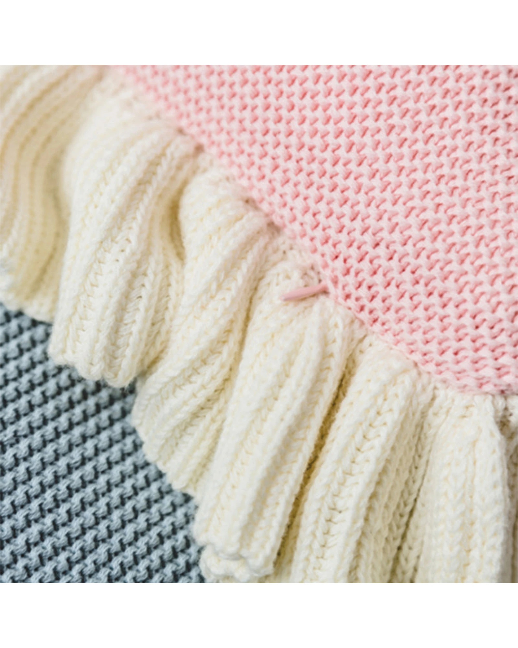 2 Cotton More 100% Cotton Knitted Lotus Flange Cushion Cover 45x45cm - Pink, 2 of 3