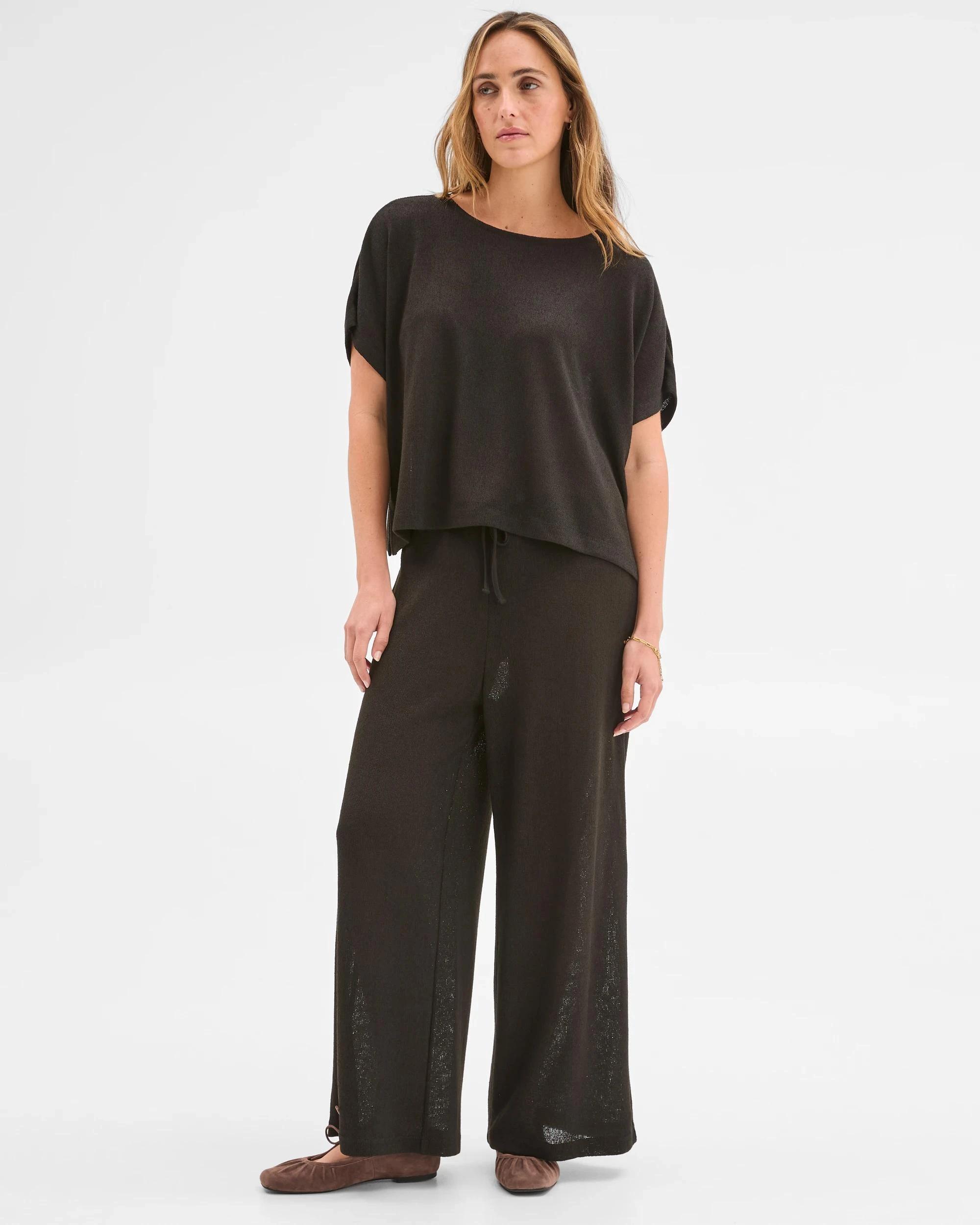 2 Target Woman Short Sleeve Textured Top BLACK, 2 of 6