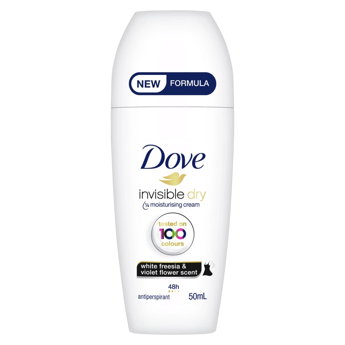 1 Dove Invisible Dry Anti-perspirant Deodorant Roll-on 50ml - White Freesia and Violet Flower Scent, 1 of 3