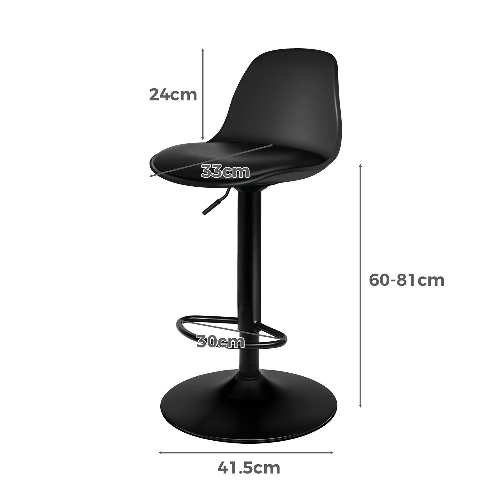 6 Alfordson 4x Bar Stools Kitchen Swivel Chair Leather Gas Lift Philip - Black, 6 of 8