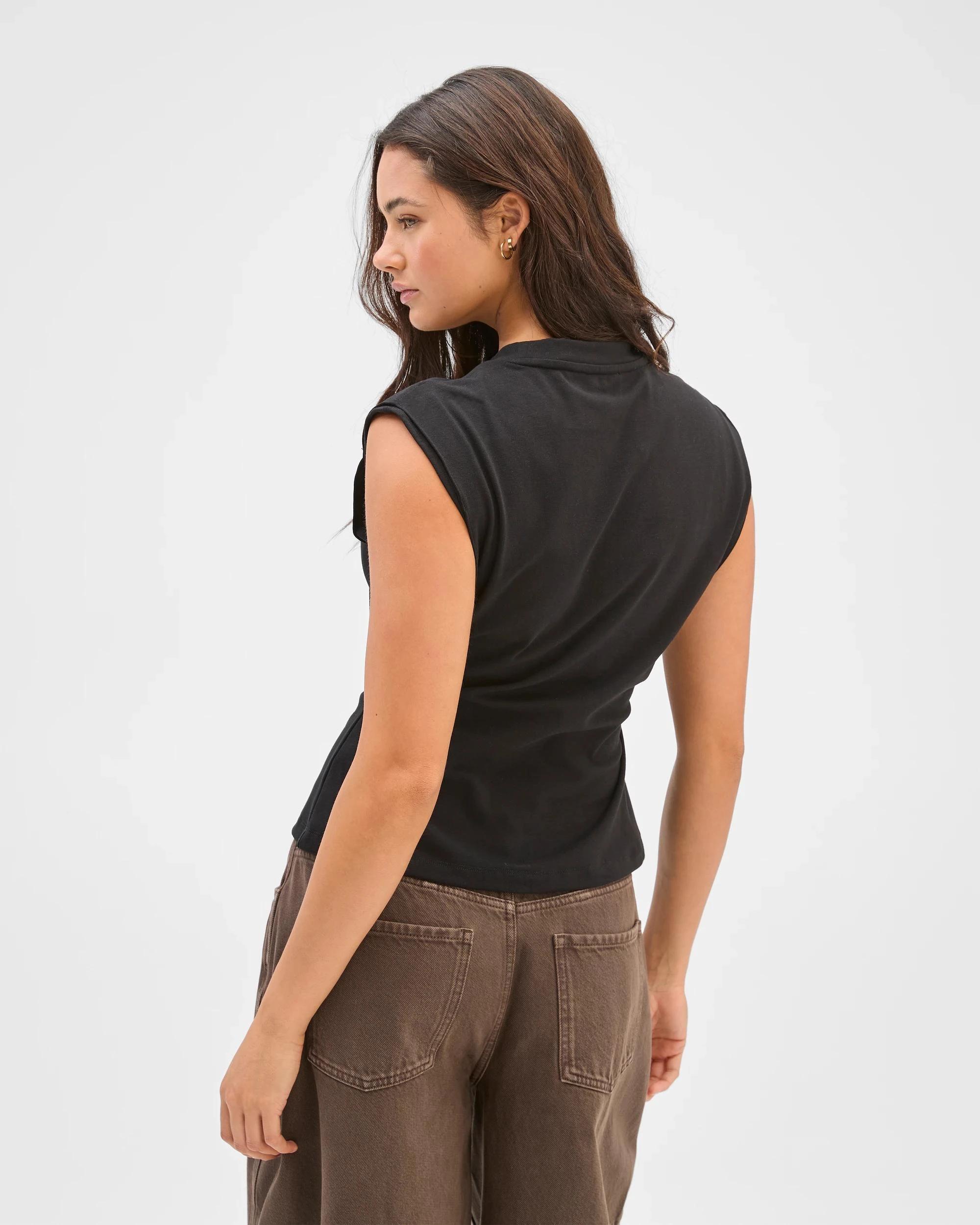 6 Lily Loves Australian Cotton Blend Extended Shoulder T-Shirt BLACK, 6 of 6