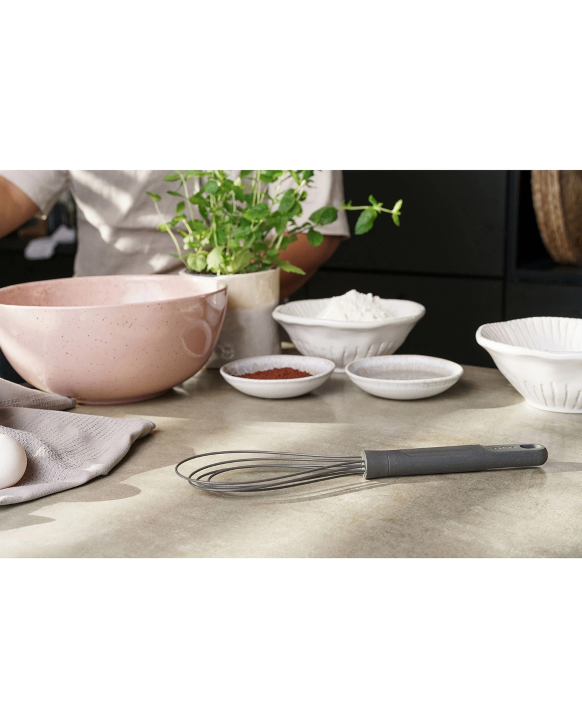 3 Zyliss Flat Whisk Silicone Heat Resistant Kitchen Tool With Wheat Straw Handle - Grey, 3 of 5