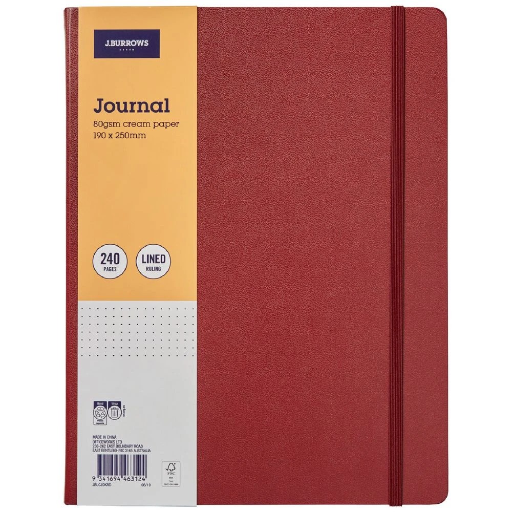 1 J.Burrows Large Journal Ruled 240 Page Dark Red, 1 of 4