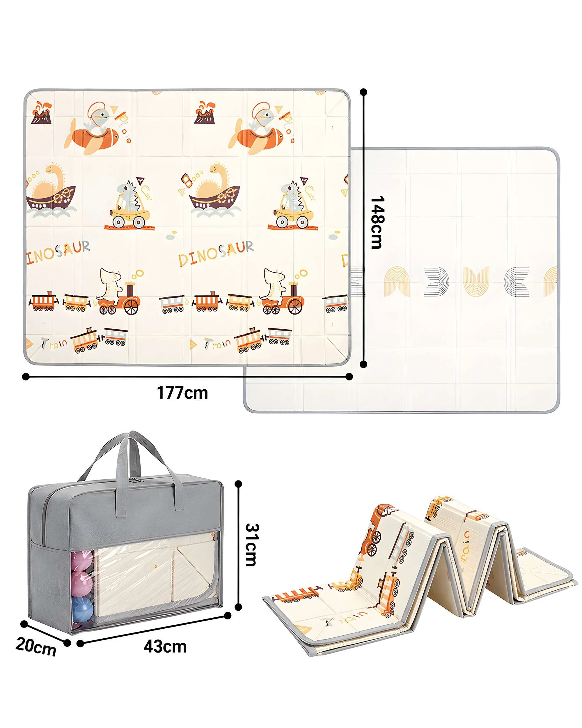 8 Playpals Reversible Baby Play Mat with Fold-Up Sides w/ Pit Balls XPE Foam 148x177cm, 8 of 8