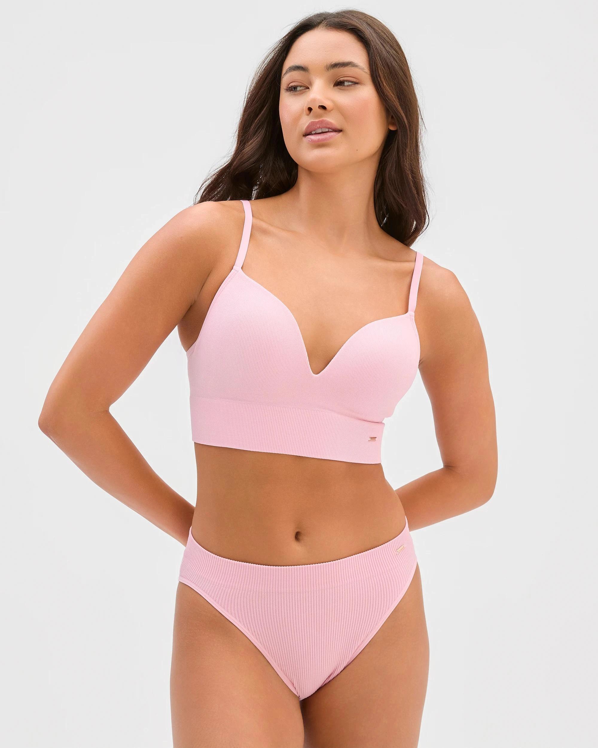 2 Lily Loves Ribbed Seamfree Push Up Crop CAMEO PINK, 2 of 5