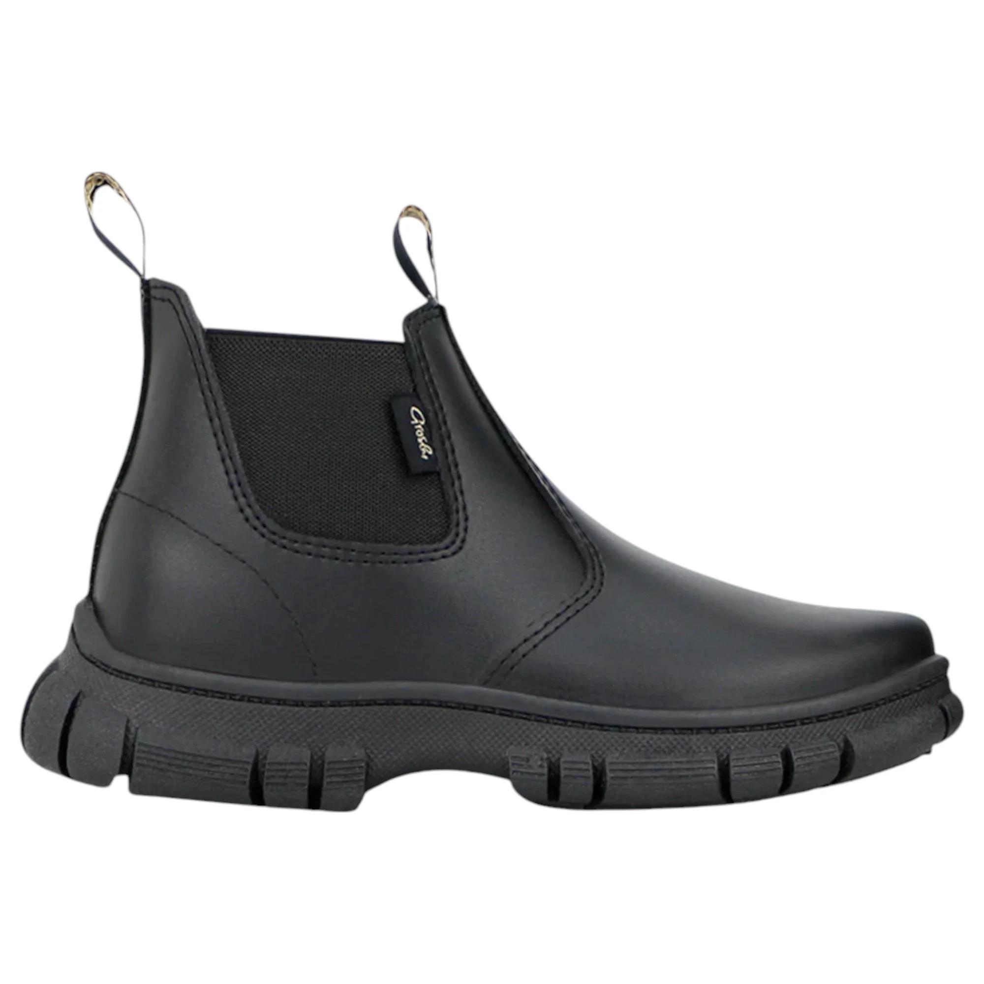 1 Grosby New Ranch Boots Black Toddler Infant Boys Kids Leather Slip On Shoes BLACK, 1 of 3
