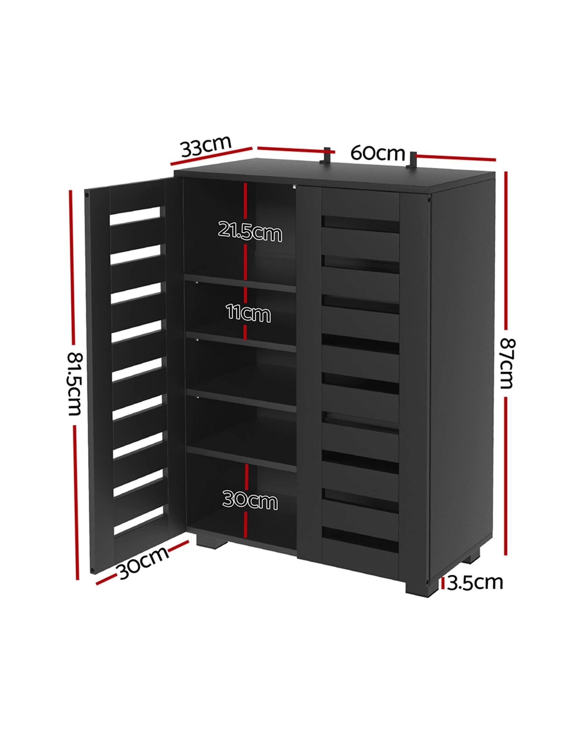 2 Artiss Shoe Rack Storage Cabinet 20 Pairs 5-tier - Black, 2 of 8