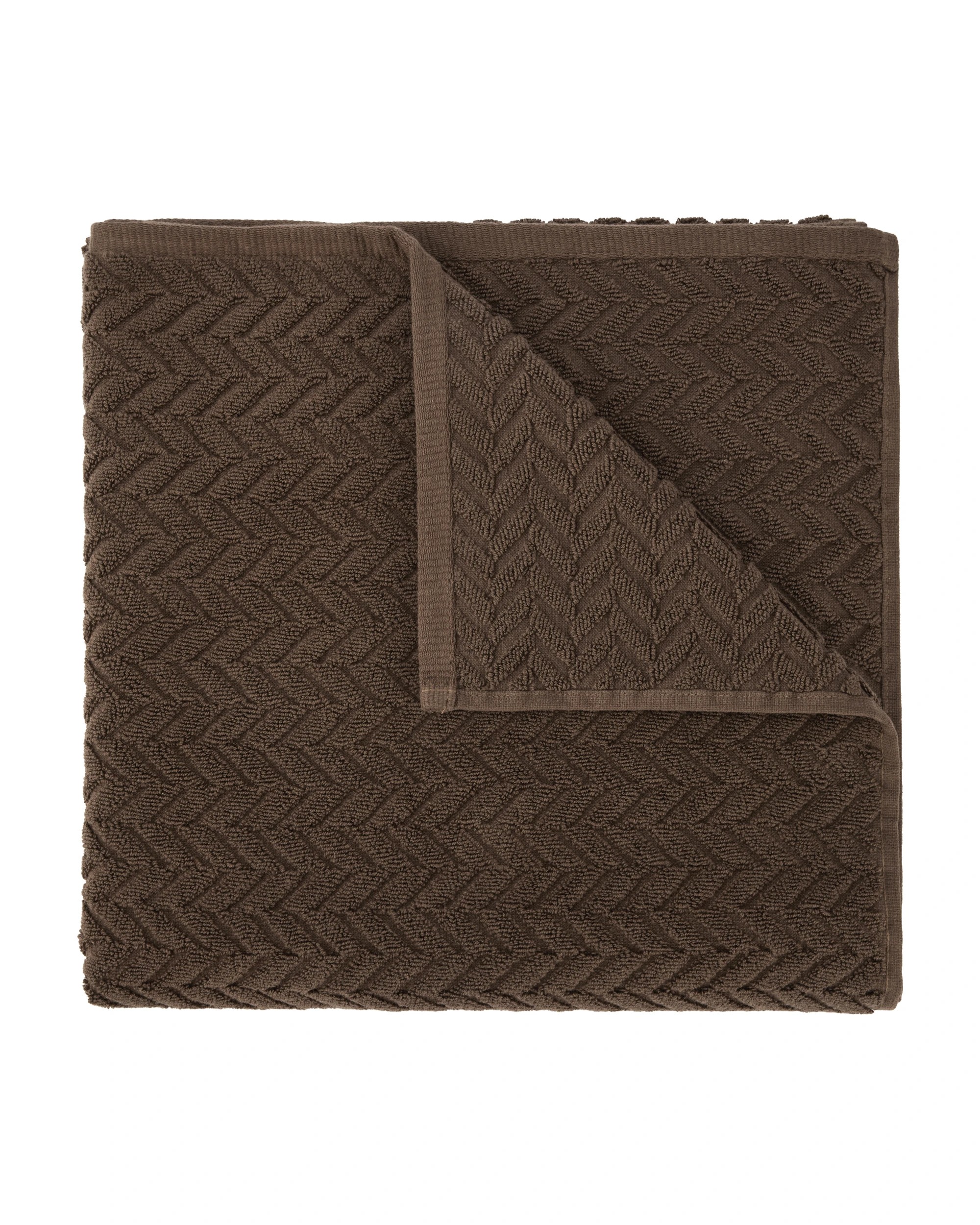 1 Chevron Cotton Bath Towel - Chocolate, 1 of 6