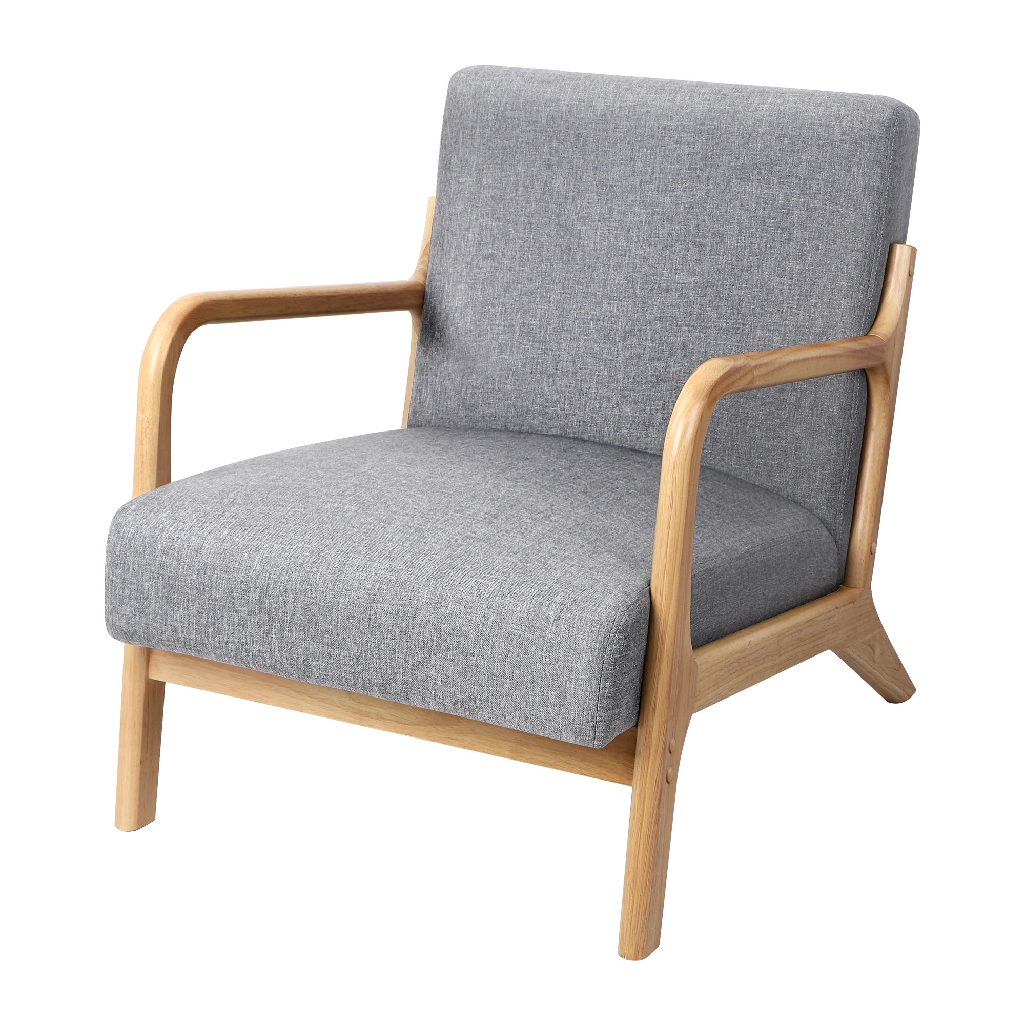 1 Alfordson Armchair Lounge Chair Bentwood Accent Chairs Sofa Couch - Light Grey, 1 of 9