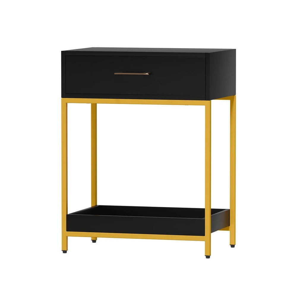 1 Artiss Bedside Table 1 Drawer with Shelf - MASON - Black, 1 of 7