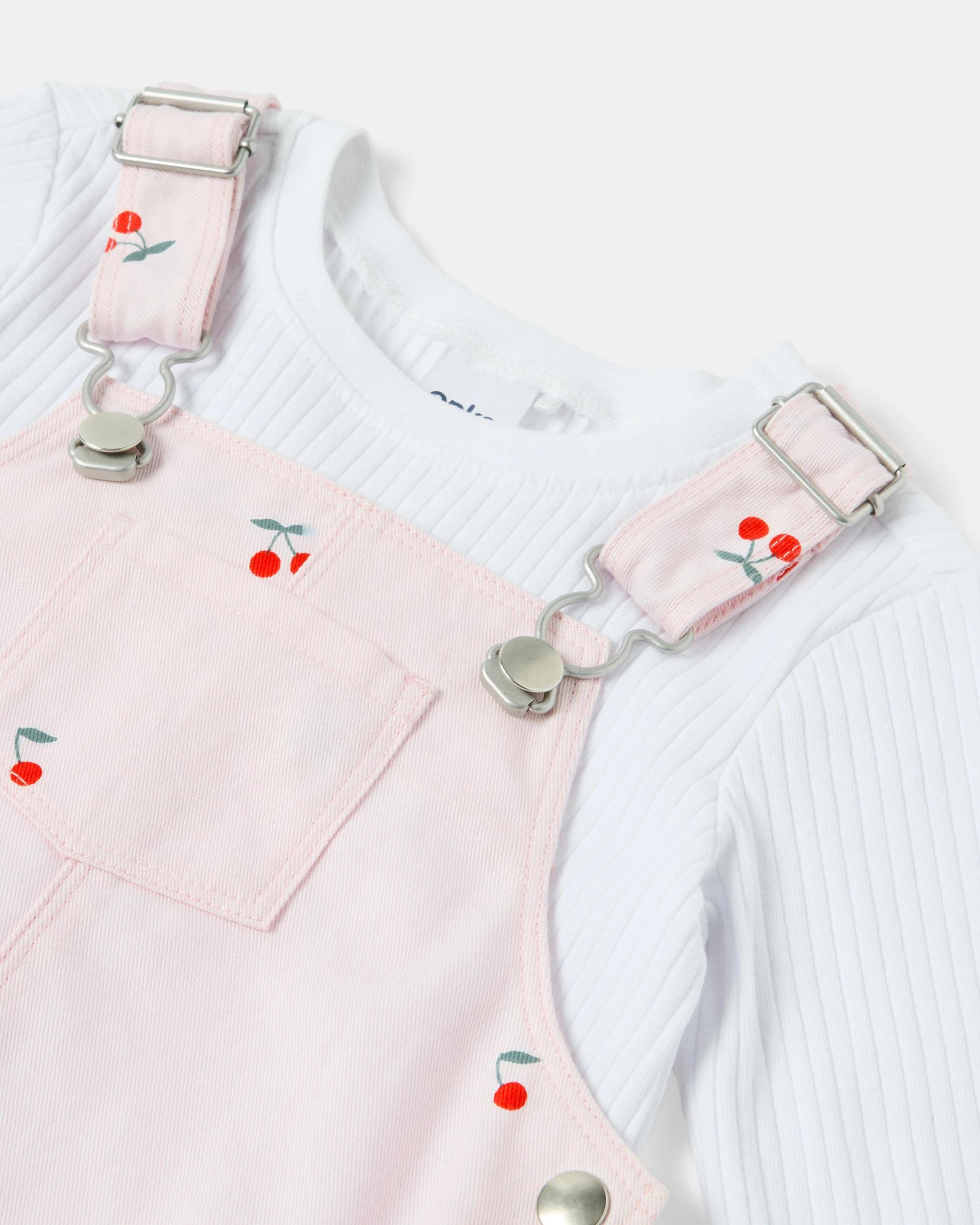 5 Long Sleeve Dungaree Set Cherry, 5 of 5