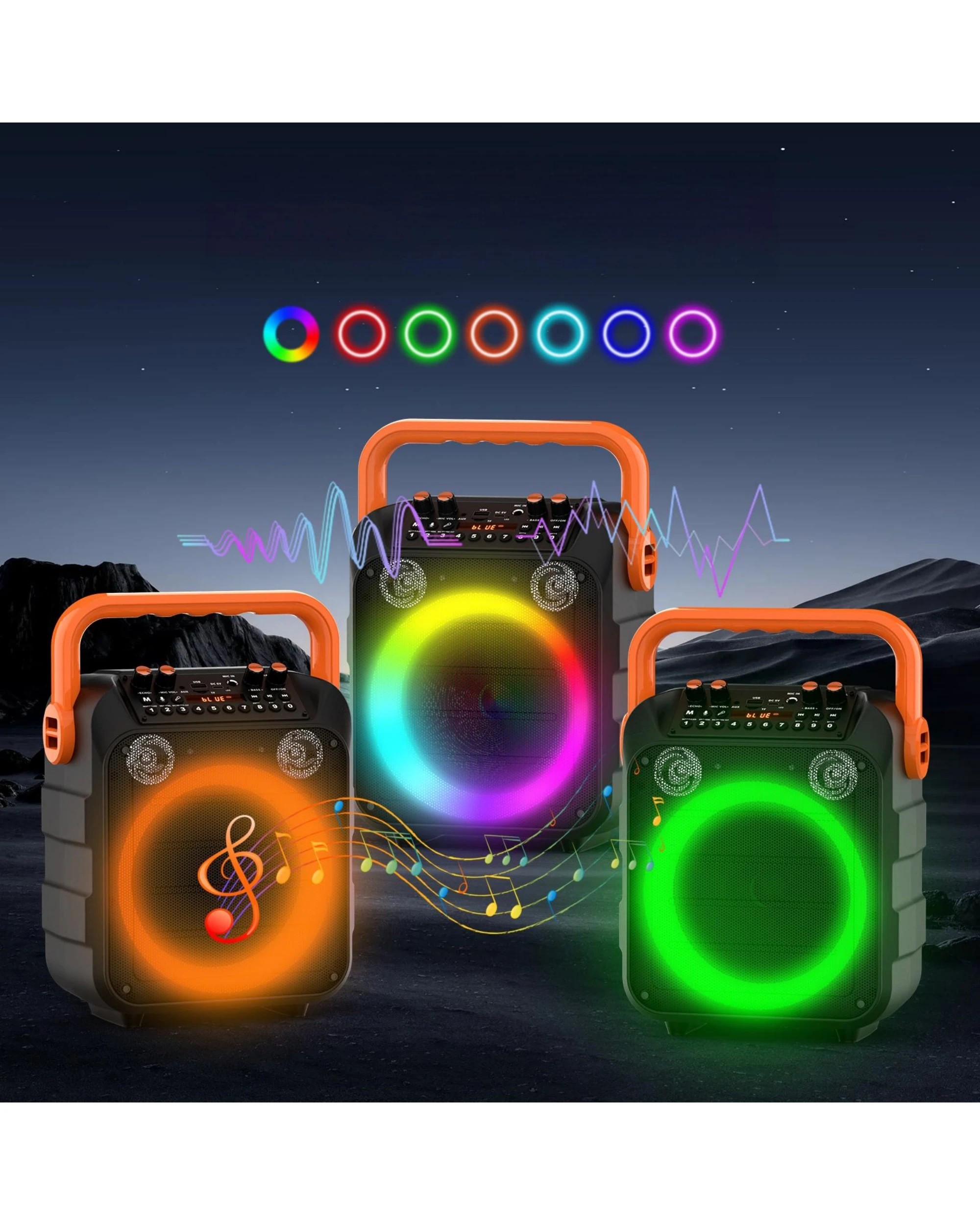 8 Advwin Karaoke Machine with 2 Wireless Microphones - Orange, 8 of 8