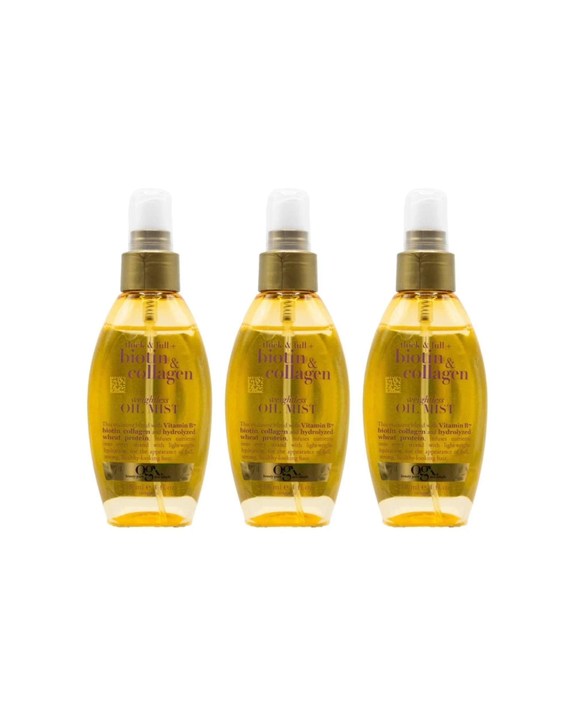 1 Ogx 3PK Weightless Thick Full Biotin & Collagen Oil Mist Spray Hair Care 1 - Yellow, 1 of 3