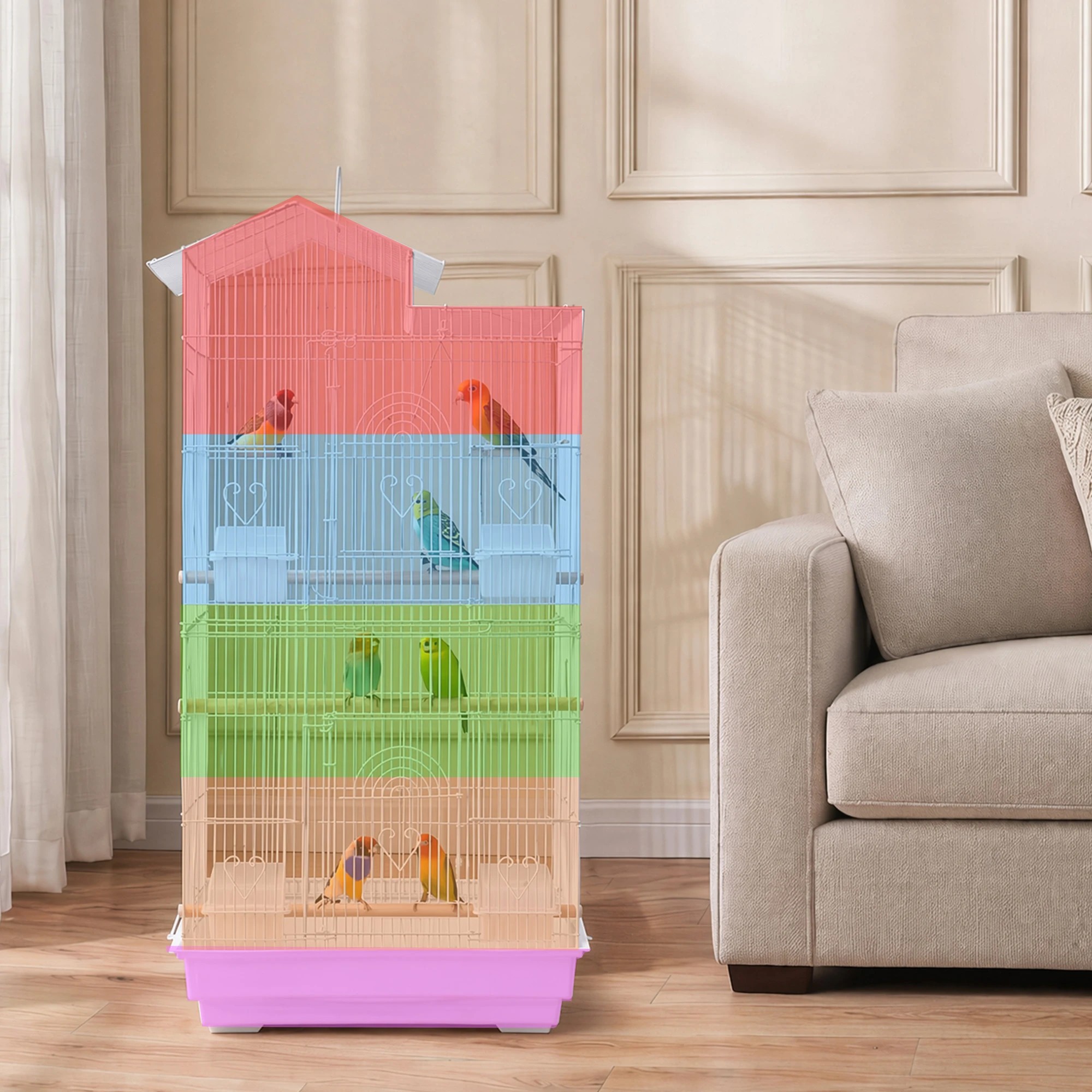 5 i.Pet 100cm Bird Cage Aviary Parrot Budgie - White, 5 of 8