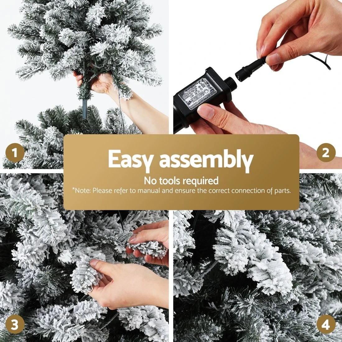 7 Jingle Jollys Christmas Tree 2.1m Snow Flocked LED Xmas Decoration 8 - White, 7 of 8