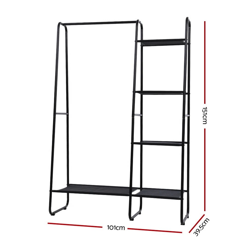 3 Artiss Wardrobe Clothes Rack Airer Coat Stand Closet 150cm - Black, 3 of 4