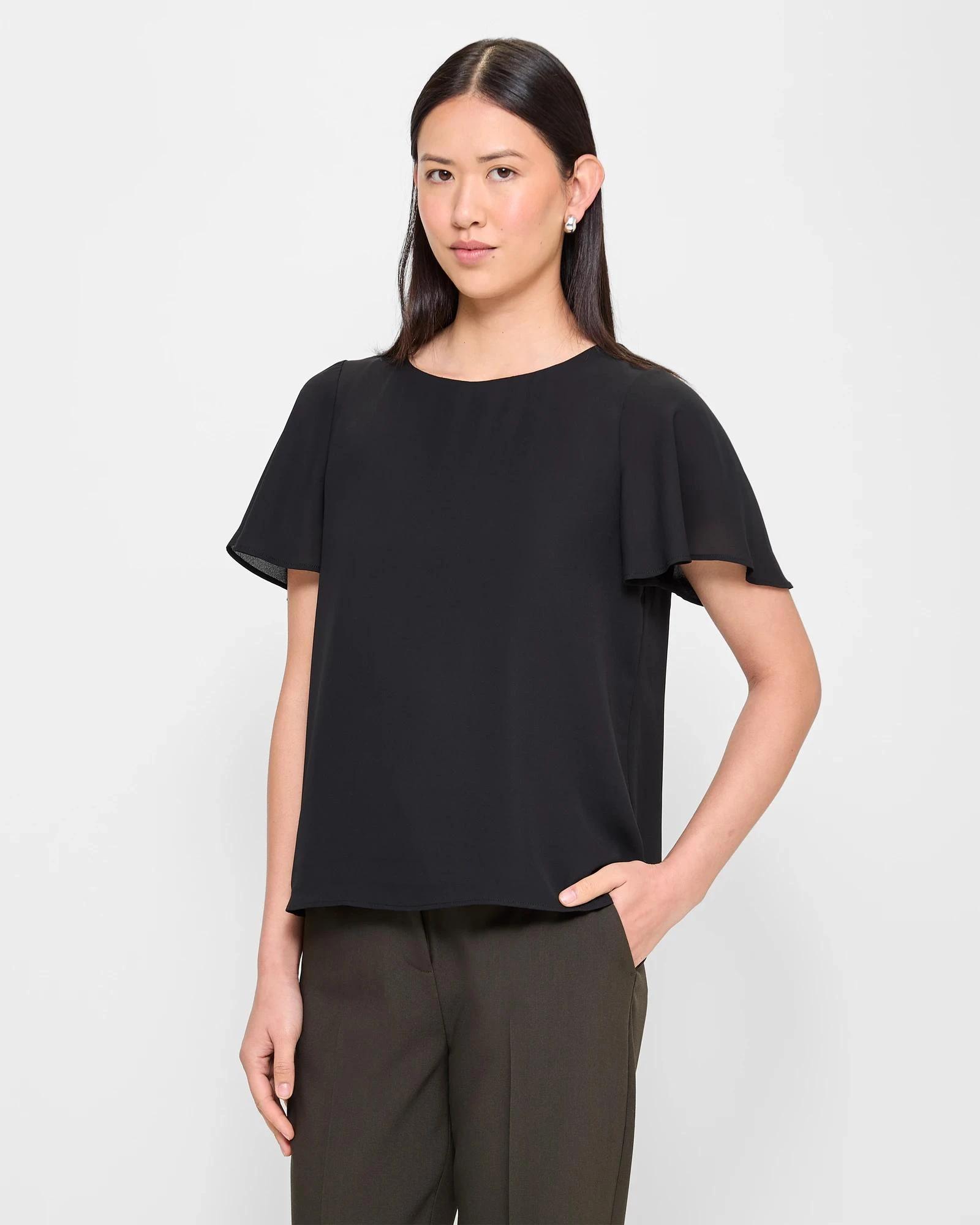 3 Preview Ella Crew Neck Blouse BLACK, 3 of 5