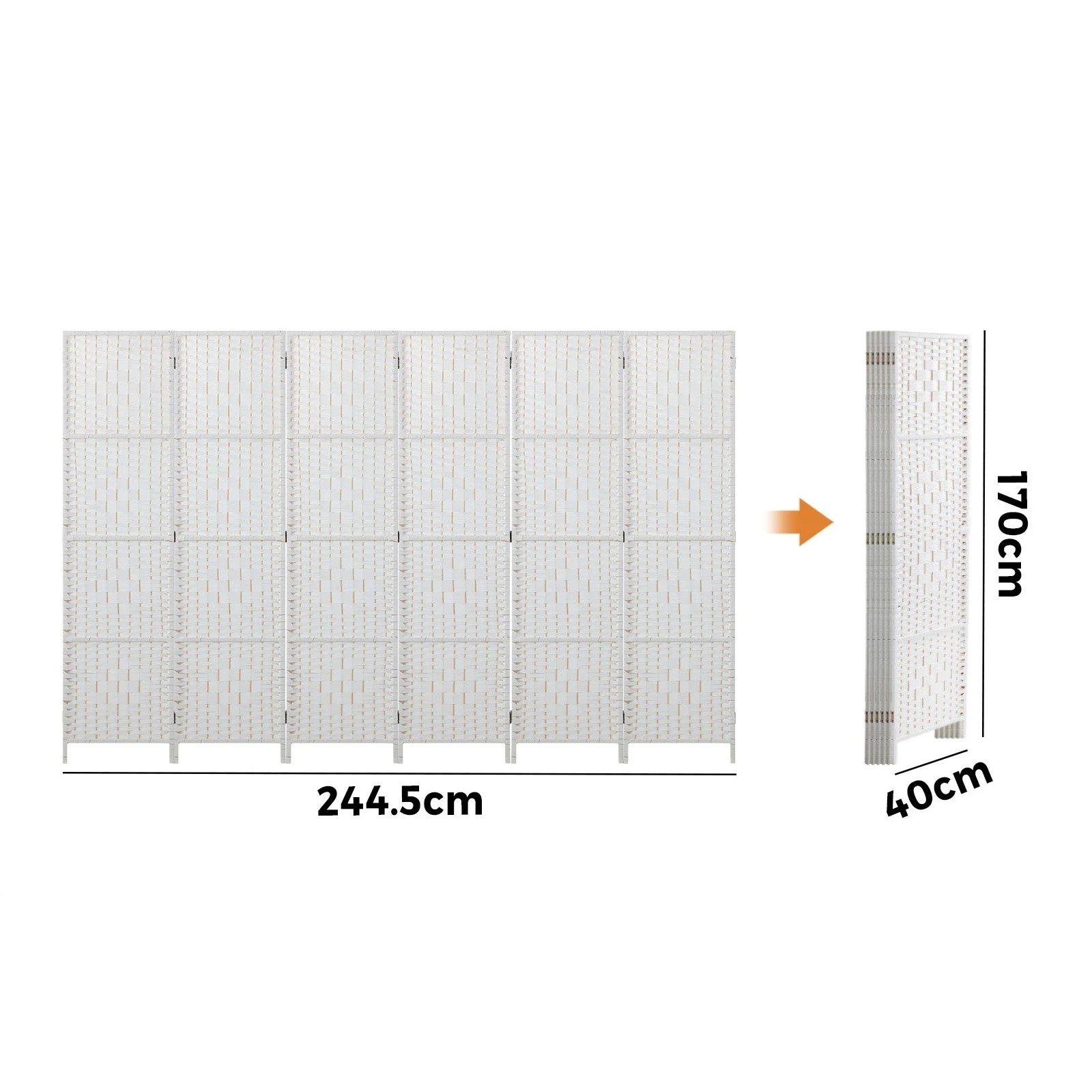 2 Oikiture 6 Panel Room Divider Screen Privacy Dividers - White, 2 of 10