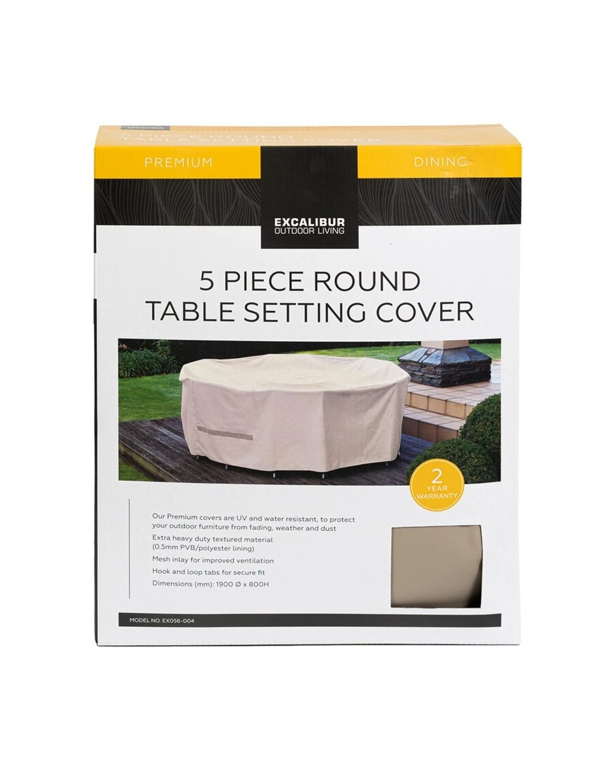2 Excalibur Outdoor Living 5pc Round Table Furniture Cover Extra Heavy Duty - Beige, 2 of 2