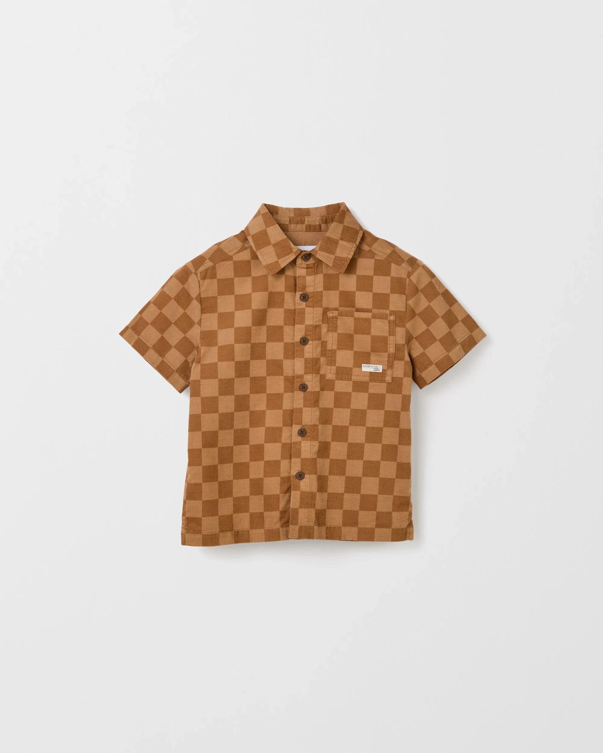 1 Target Kids Australian Cotton Short Sleeve Mini Cord Shirt TIGERS EYE, 1 of 2