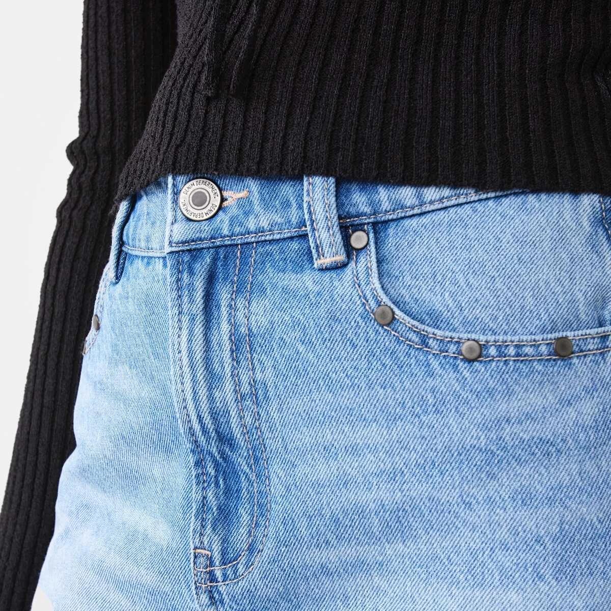 8 Studded Denim Mini Skirt Mid Wash, 8 of 9