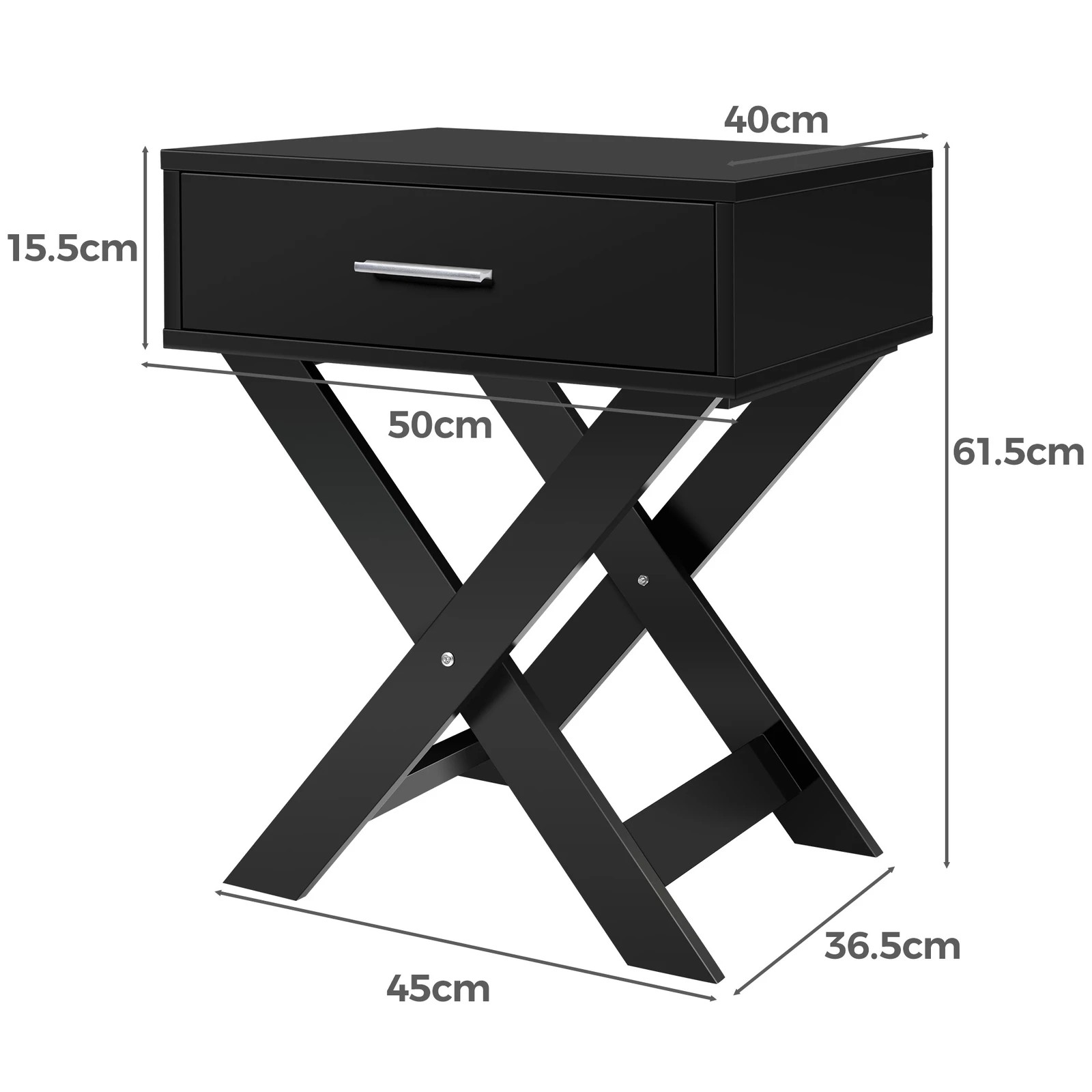 10 Alfordson 2x Bedside Table French Country Nightstand - Black, 10 of 10