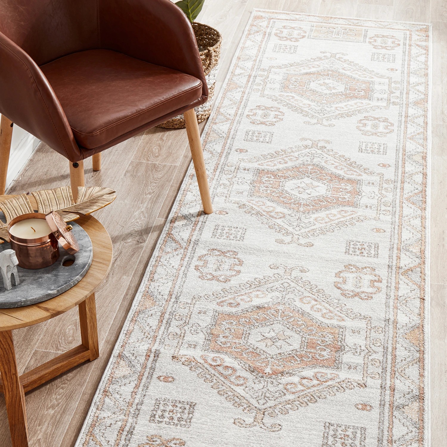 1 Common Ground Rugs Elite Caitlen 400x80cm - Large Runner Power Loomed Pet Friendly Rug - Natural, 1 of 9