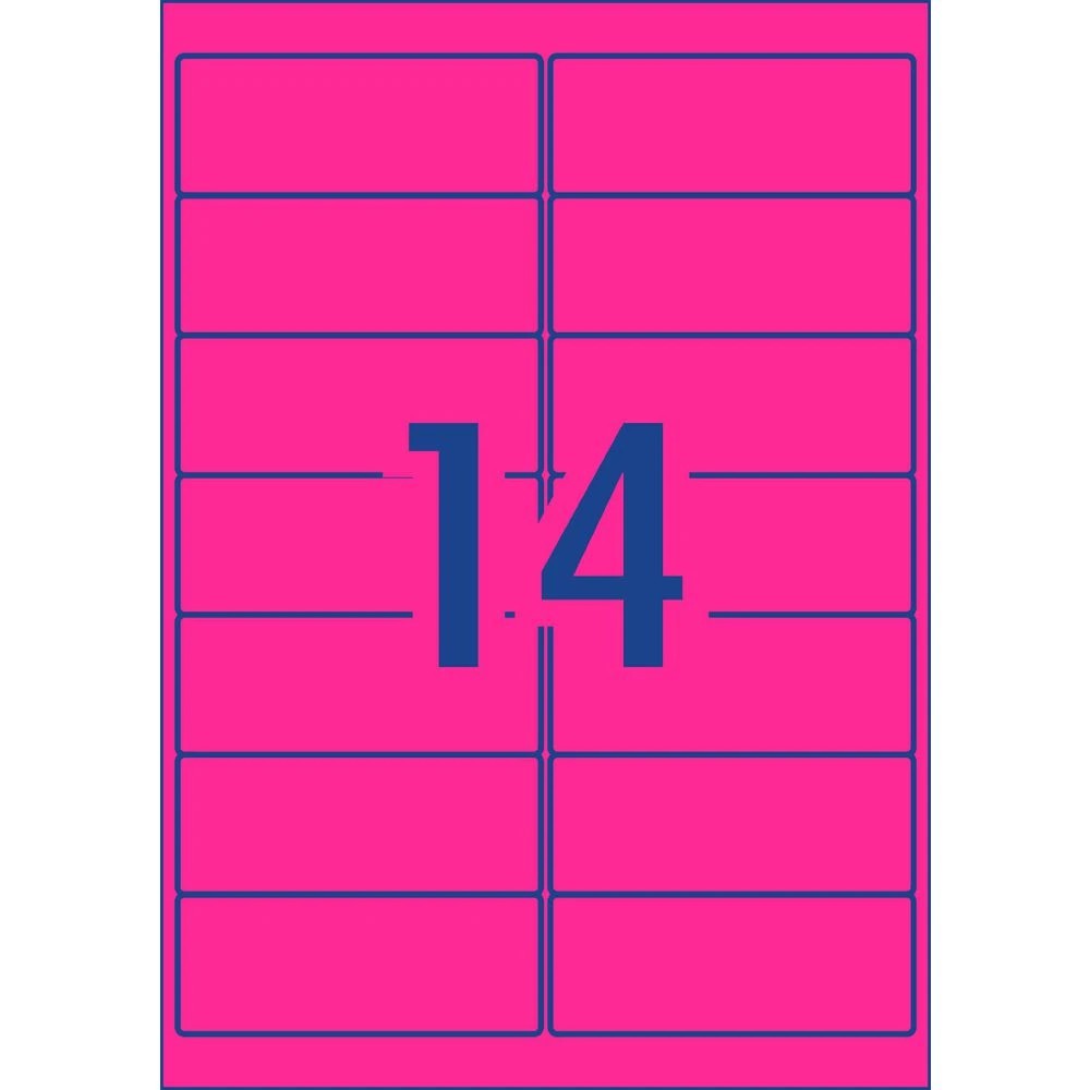 2 Avery 14UP Laser Signalling Labels Fluoro Pink 25 Sheets, 2 of 4