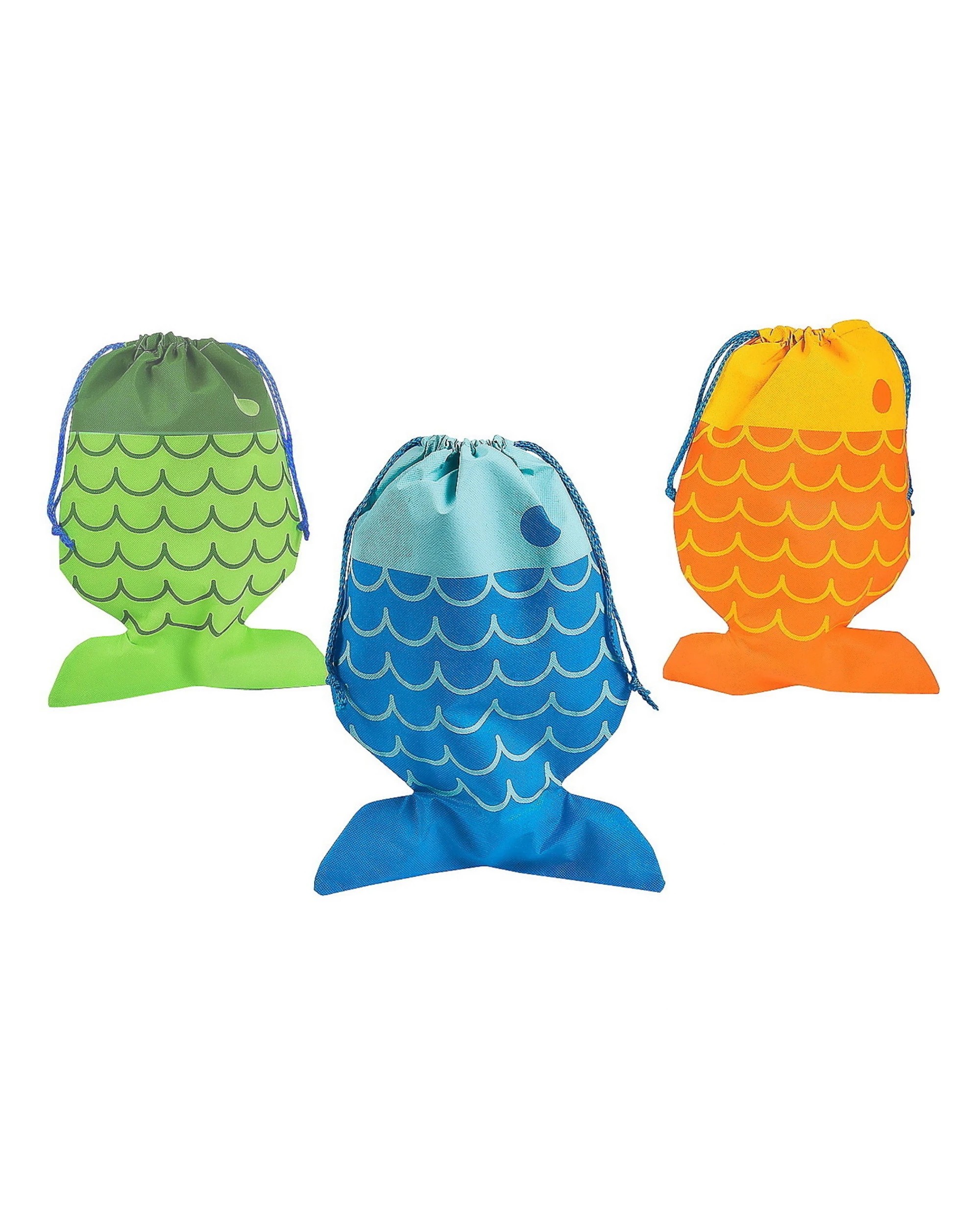 1 Fun Express Fish Drawstring Bags Pack of 12 - Multi, 1 of 1