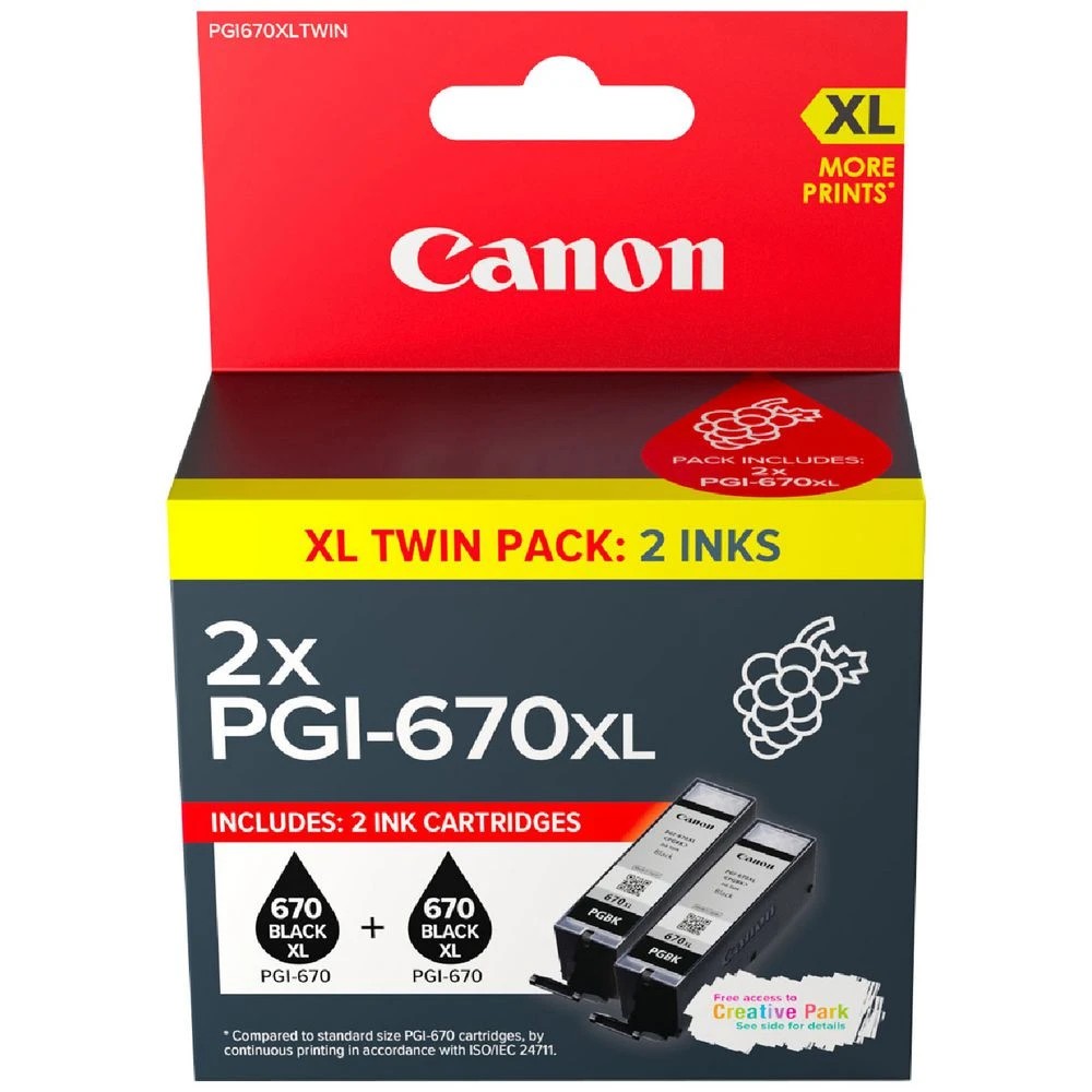 1 Canon 670XL Ink Cartridge Twin Pack Black, 1 of 5