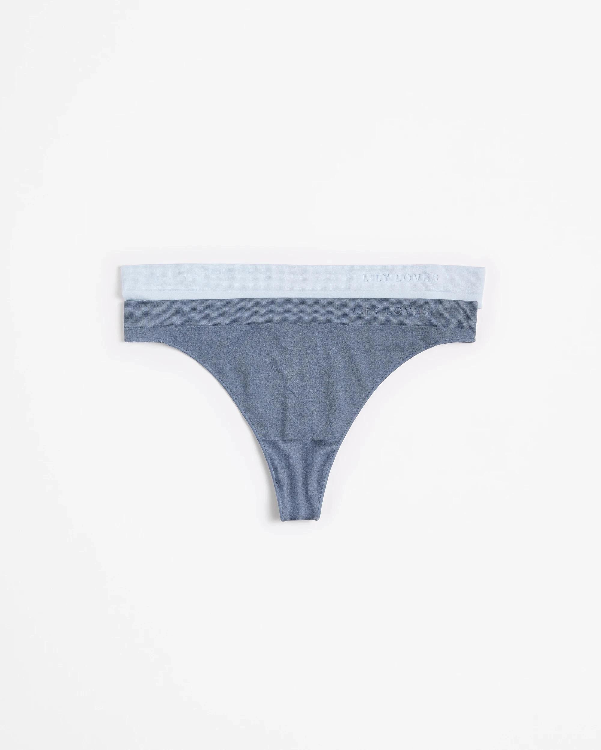 1 2 Pack Seamfree Embossed G-String Briefs 2 Pack - Lily Loves FOLKSTONE GREY/HEATHER BLUE, 1 of 4
