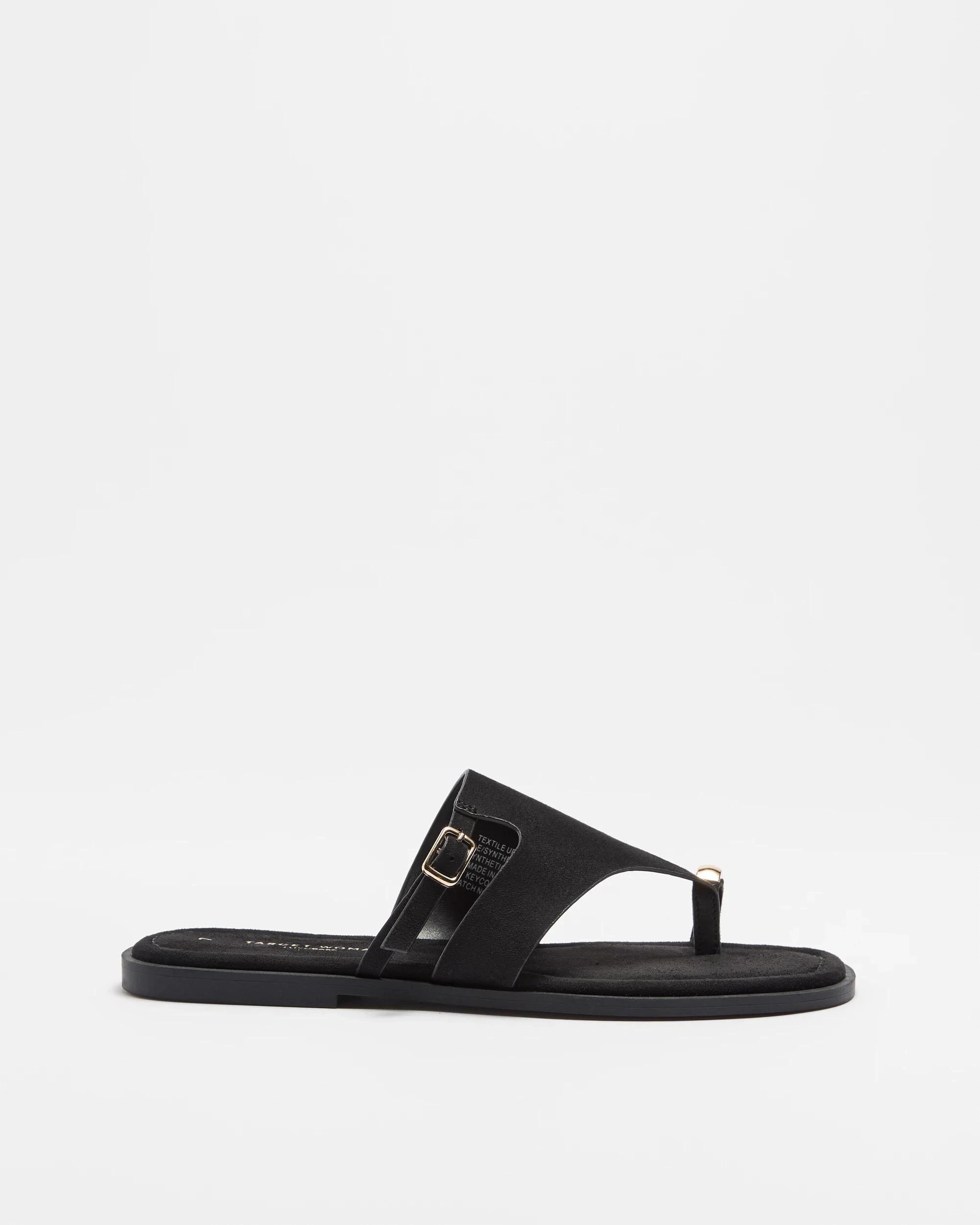 1 Target Womens Metal Trim Thong - Eve BLACK SUEDE-LIKE, 1 of 3