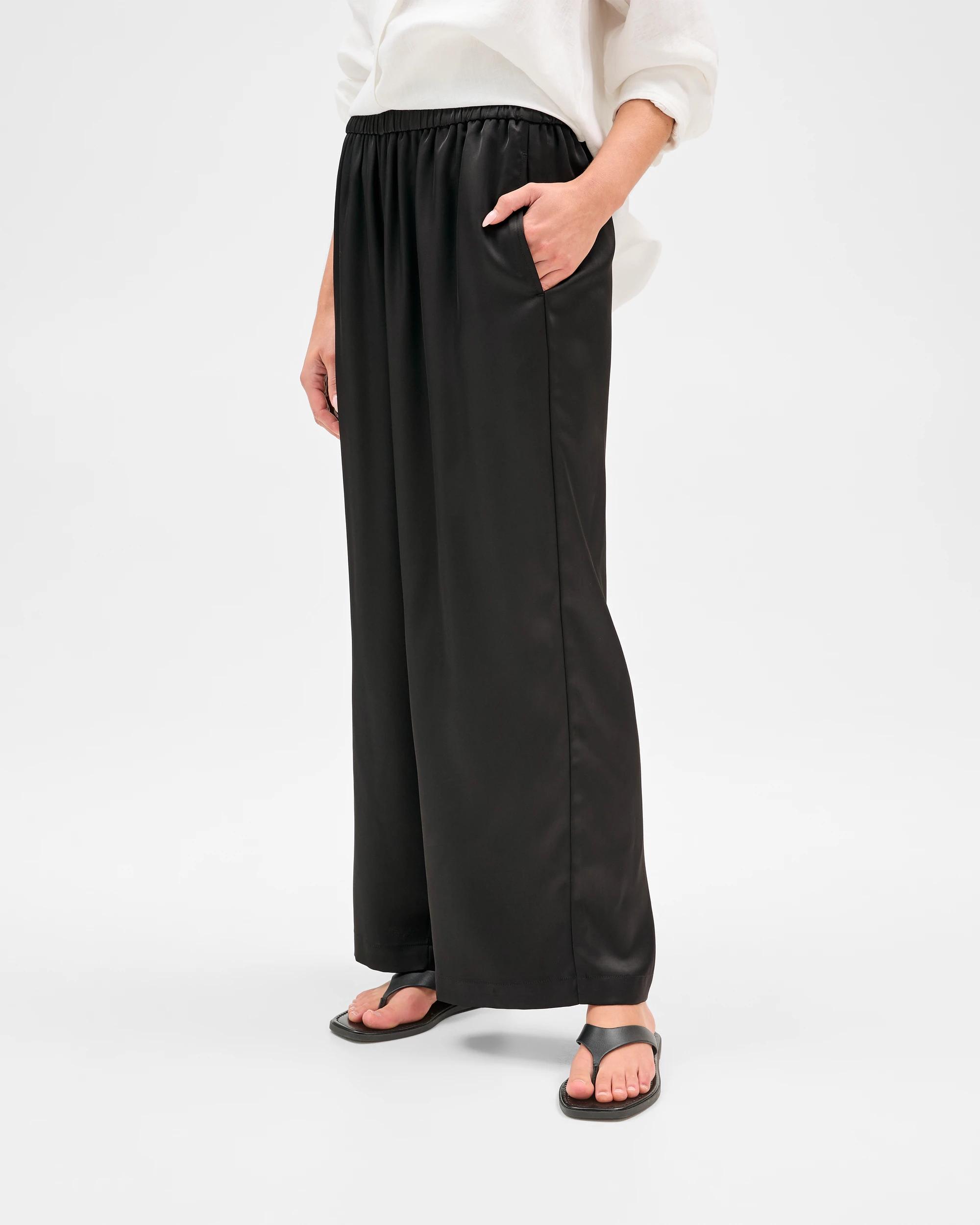 4 Target Petites Wide Leg Satin Pants BLACK, 4 of 8