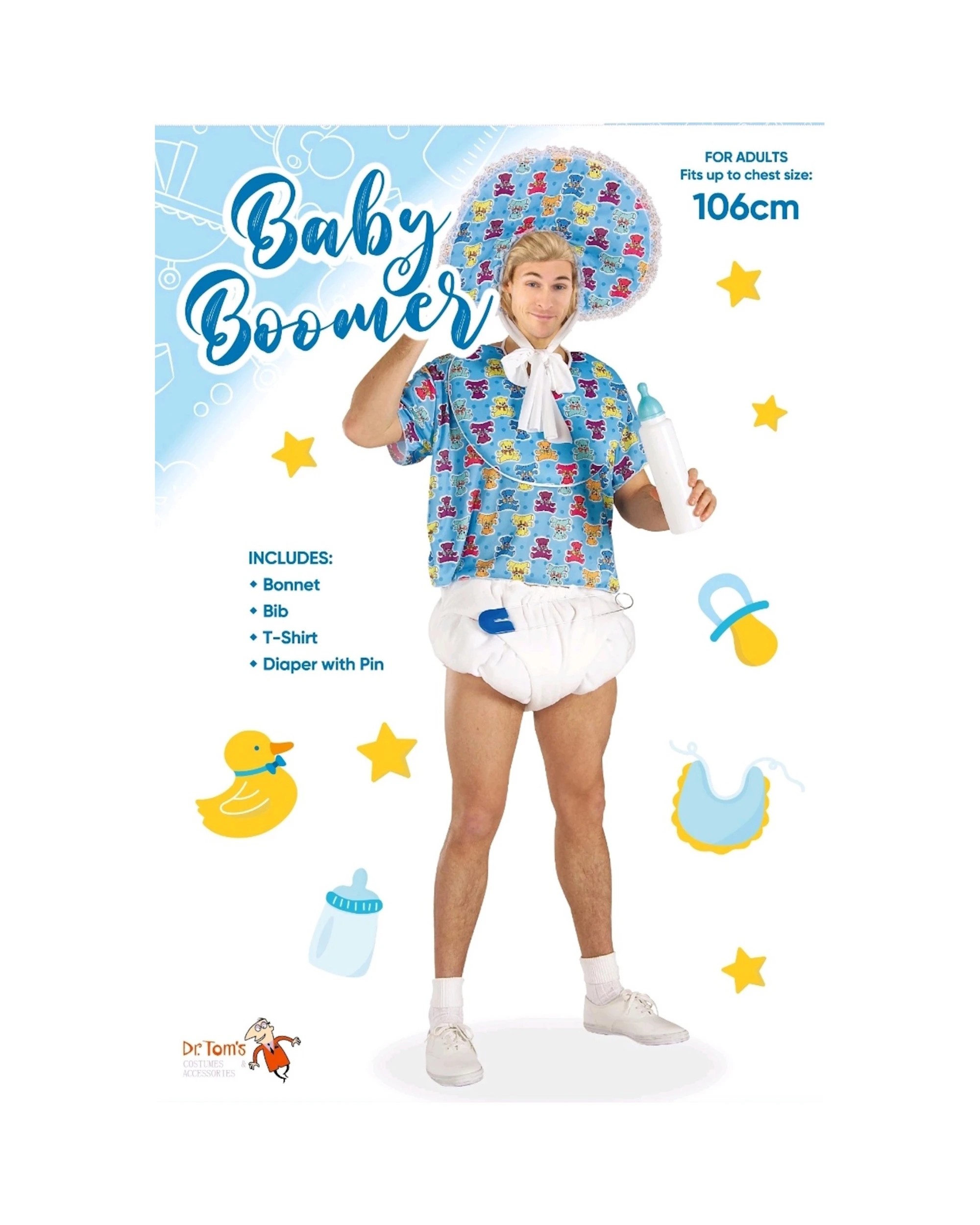 2 Tomfoolery Baby Boomer Adult Costume - One Size - Blue, 2 of 2