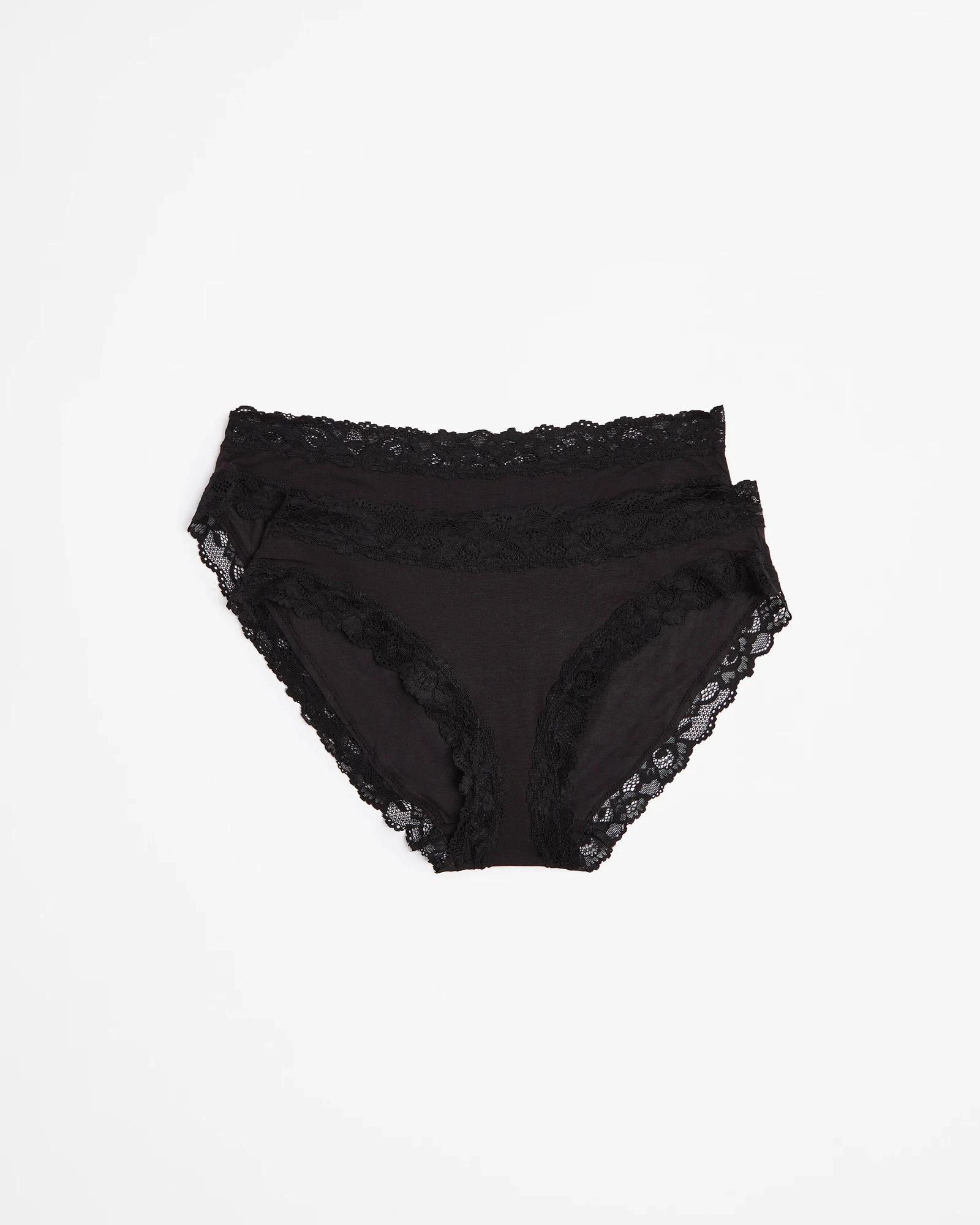 1 Target Woman 2 Pack Modal and Lace Bikini Briefs BLACK, 1 of 4