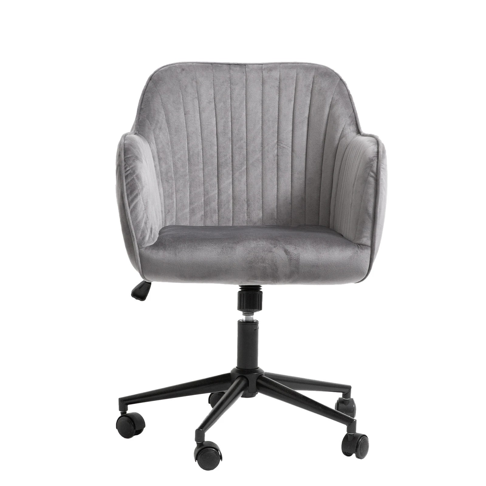 8 Casa Decor Arles Velvet Office Chair Mid Back Swivel Height Adjustable Grey - Grey, 8 of 10