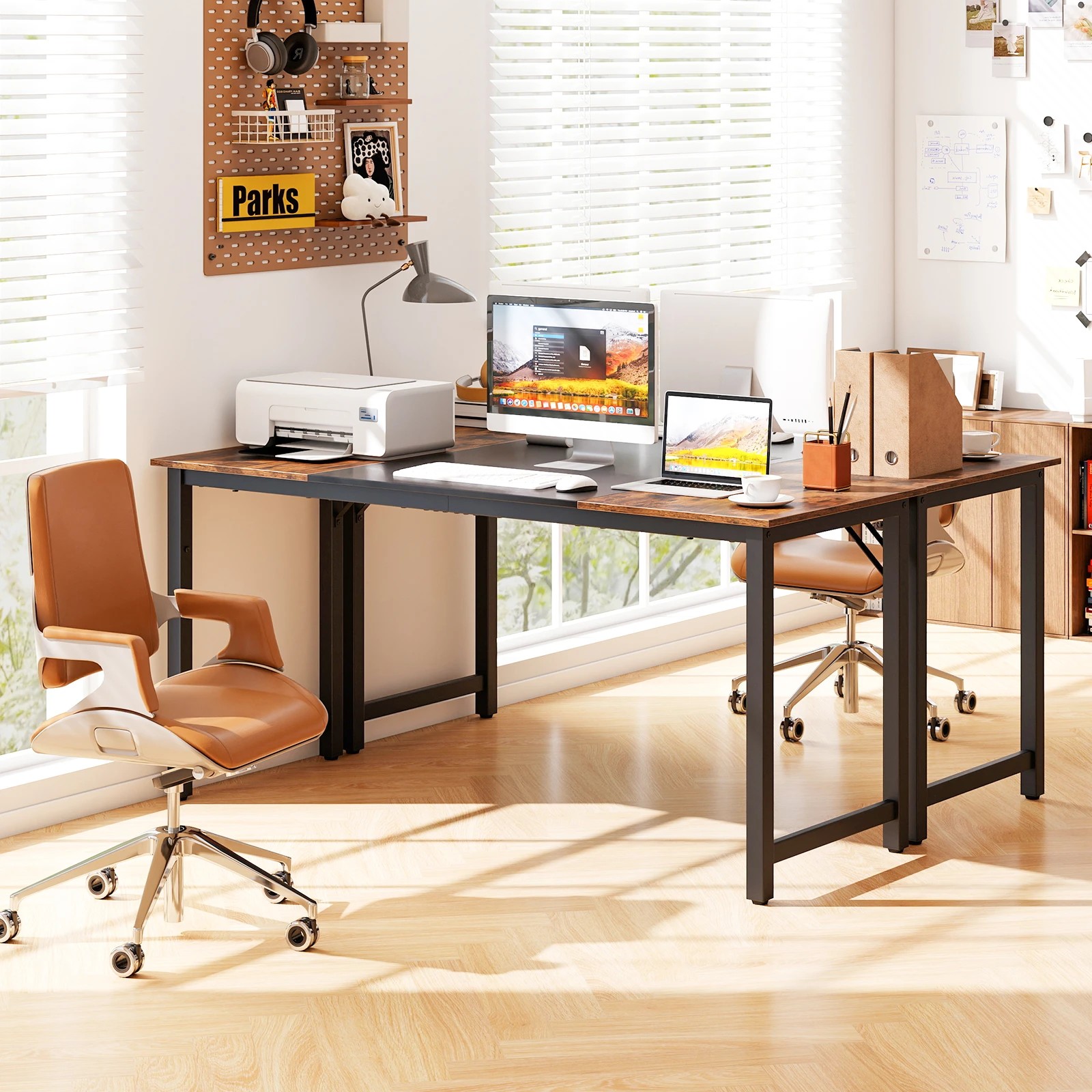 4 Costway 160cm Industrial Computer Desk Large Office Executive Desk, 4 of 7