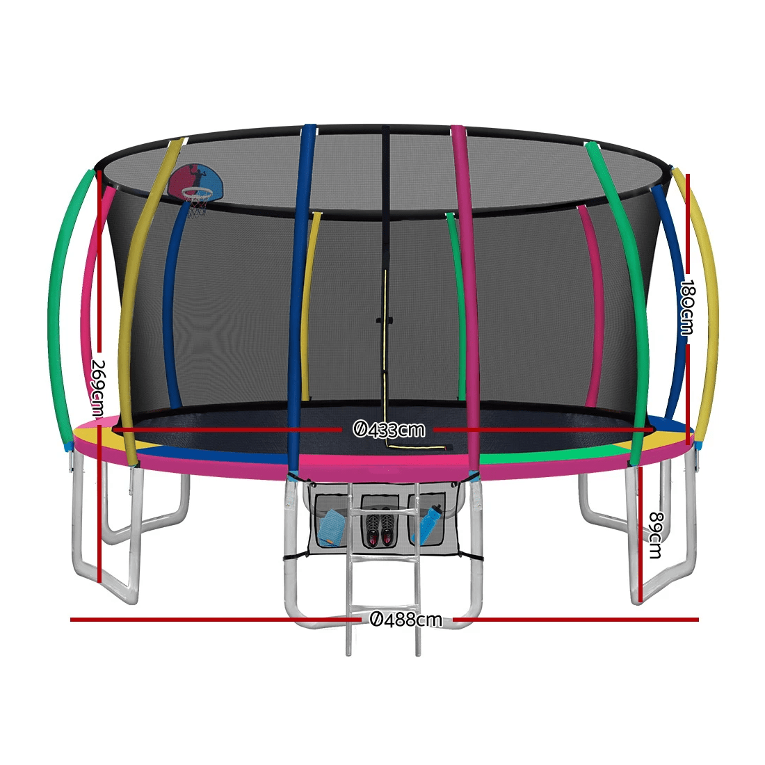 2 Everfit 16FT Trampoline for Kids w/ Ladder Enclosure Safety Net Rebounder - Grey, 2 of 7