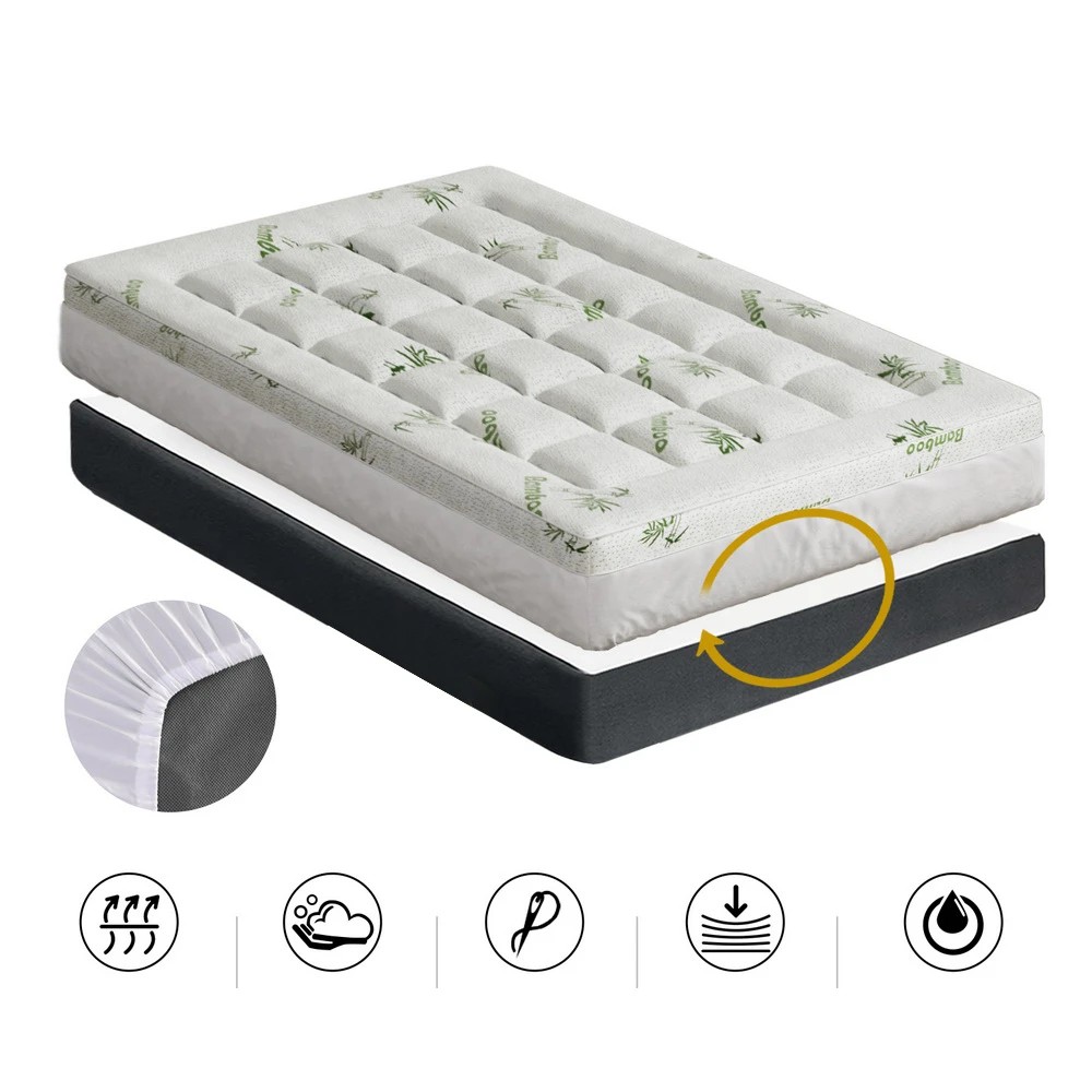 6 Giselle Bedding Mattress Topper Pillowtop Bamboo 7.5cm - Single Bed - White, 6 of 7