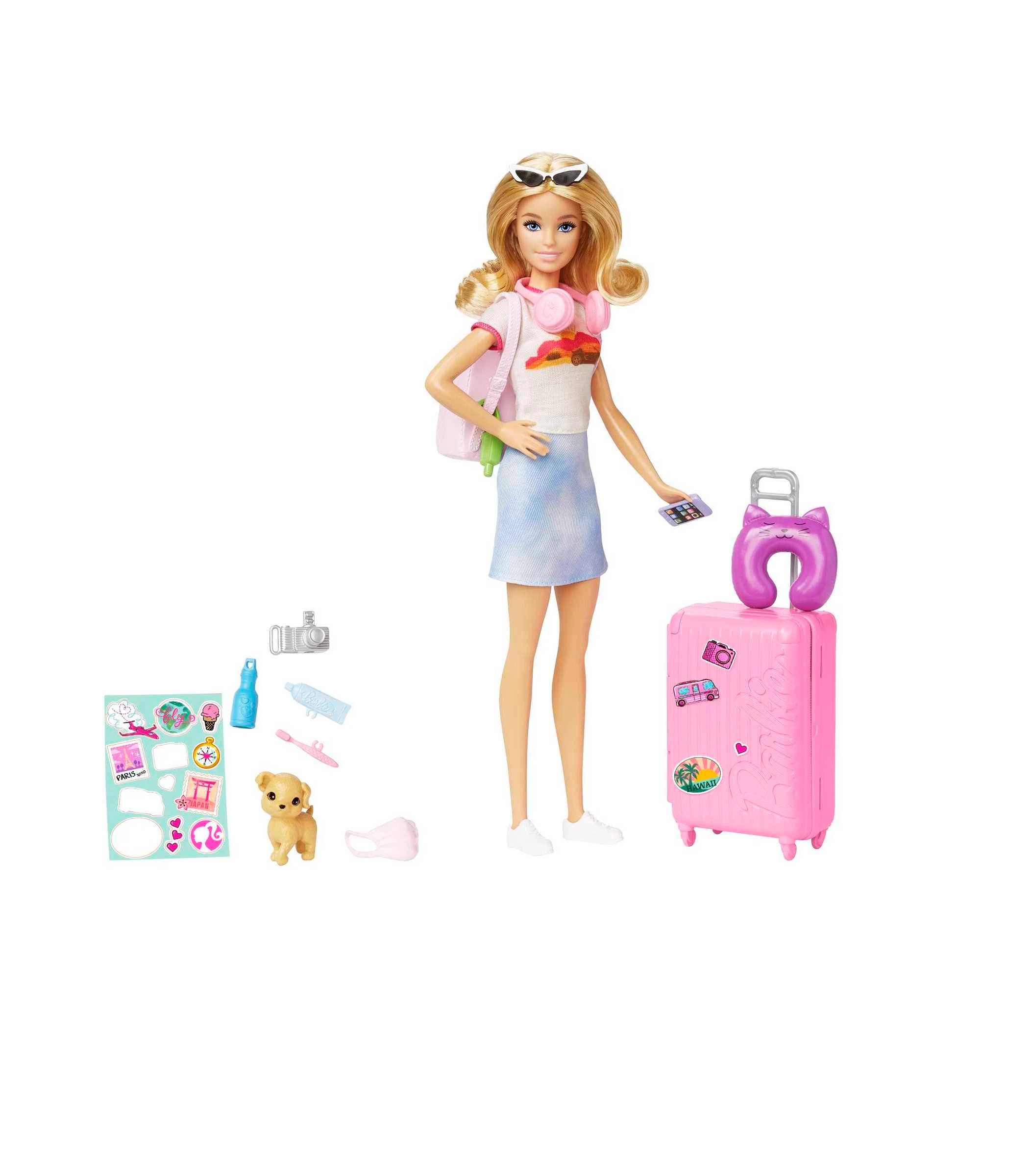 4 Barbie Doll and Accessories - Malibu Travel Set with Puppy - Pink, 4 of 5