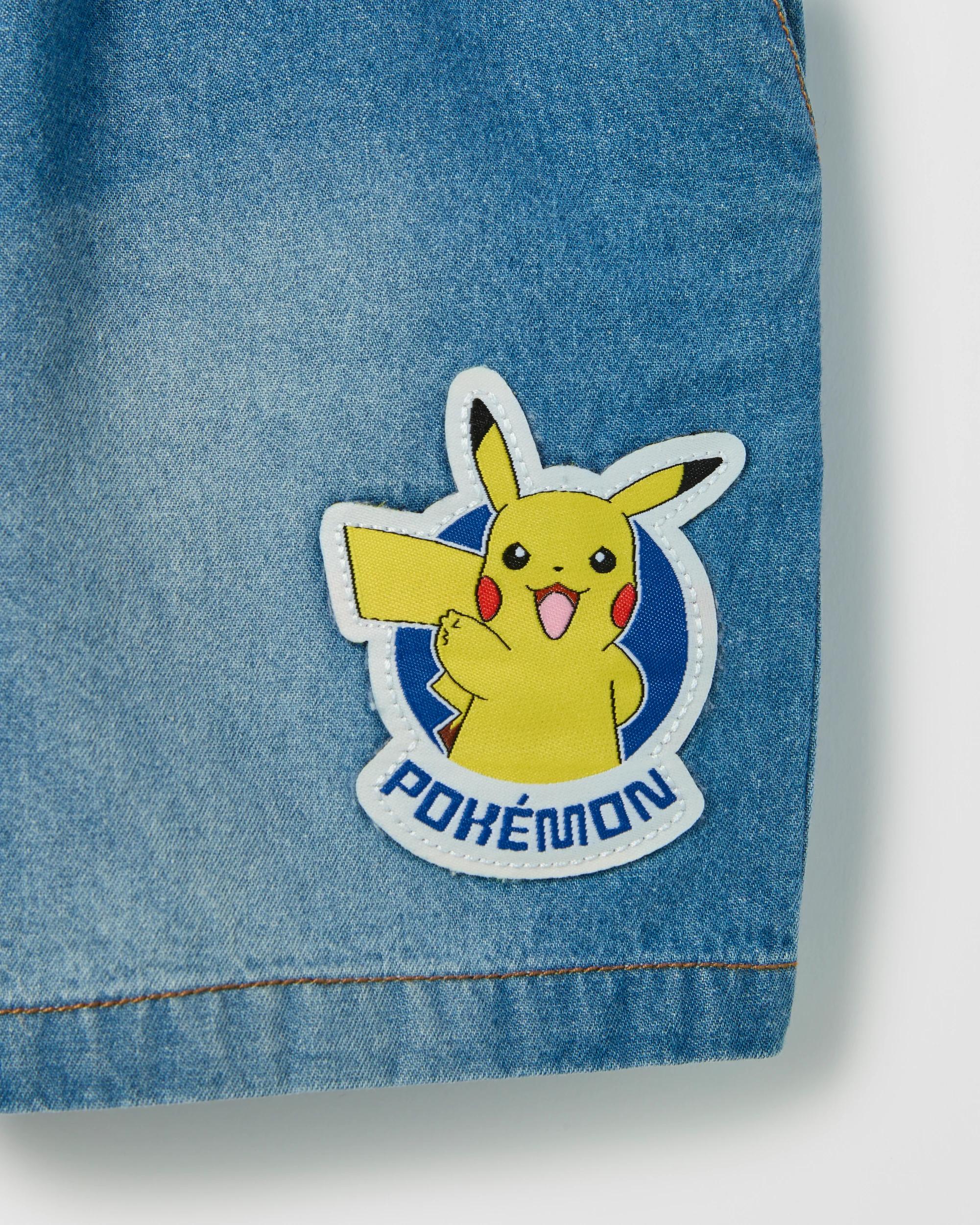 3 Pokemon Australian Cotton Chambray Shorts LIGHT WASH, 3 of 3