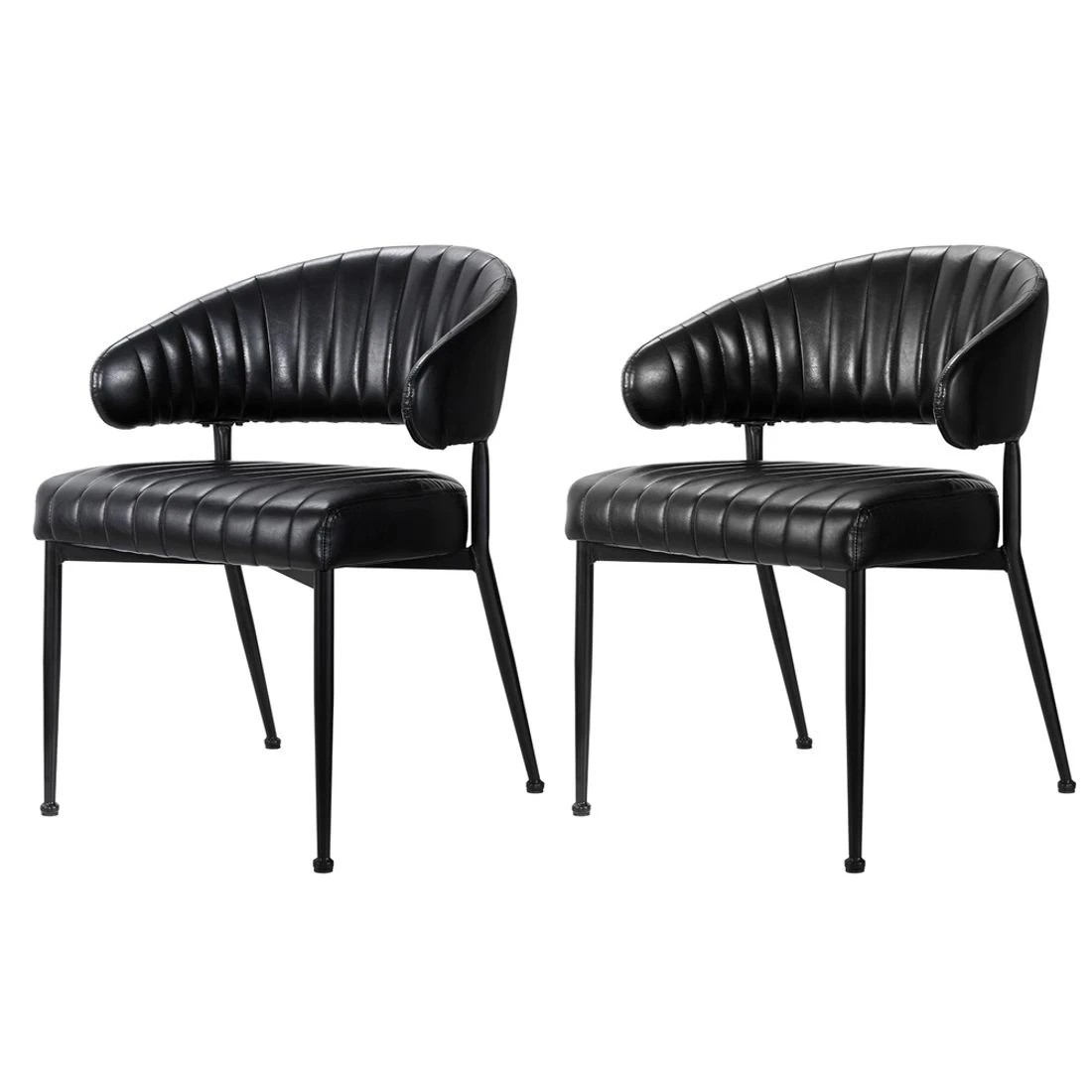 1 Artiss Dining Chairs Set of 2 Leather Hollow Armchair - Black, 1 of 4
