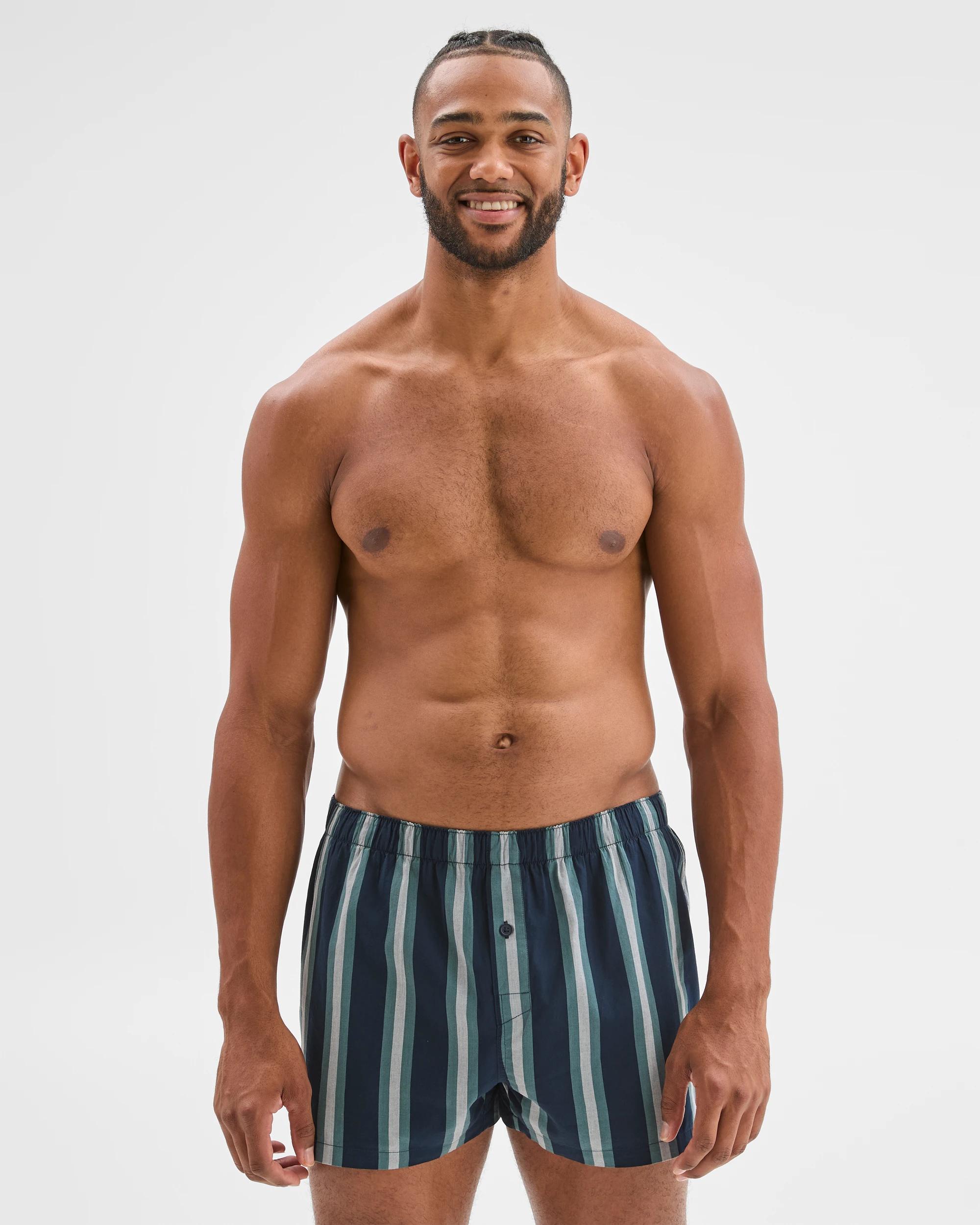 2 Maxx 3 Pack Woven Boxer Shorts NAVY STRIPE, 2 of 4