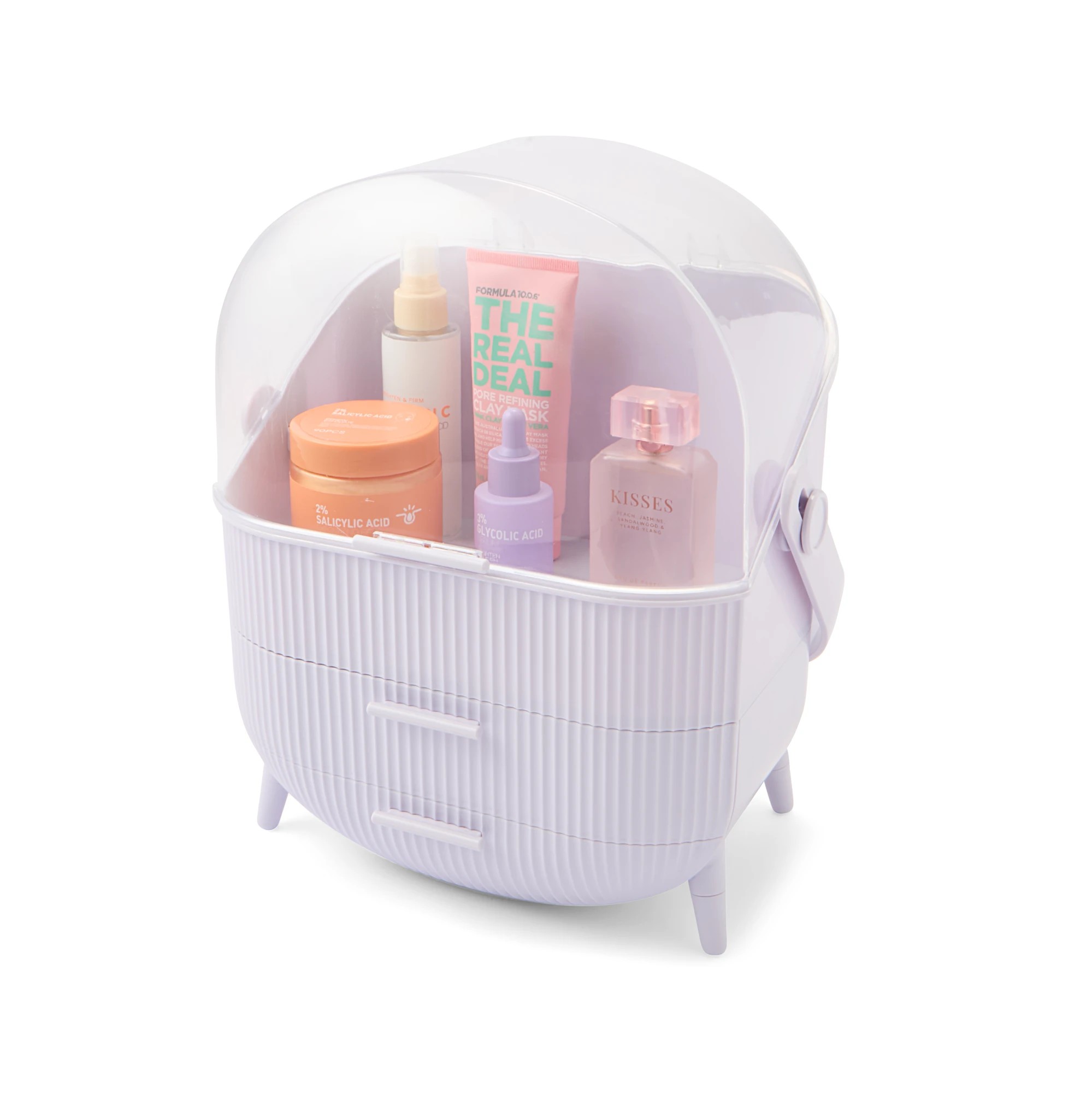 1 Cosmetic Organiser with Drawer - Lilac, 1 of 10