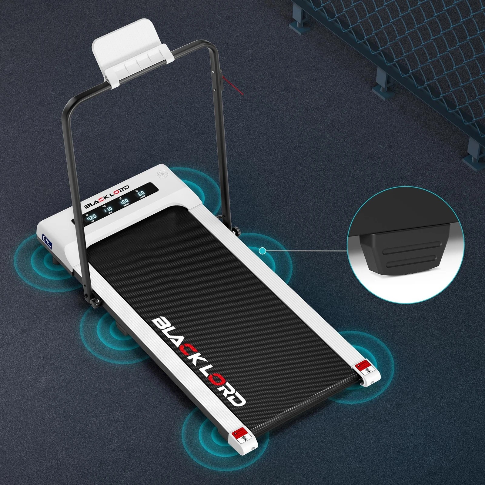 5 Black Lord Treadmill Electric Walking Pad Under Desk Foldable 40cm Belt - White, 5 of 10