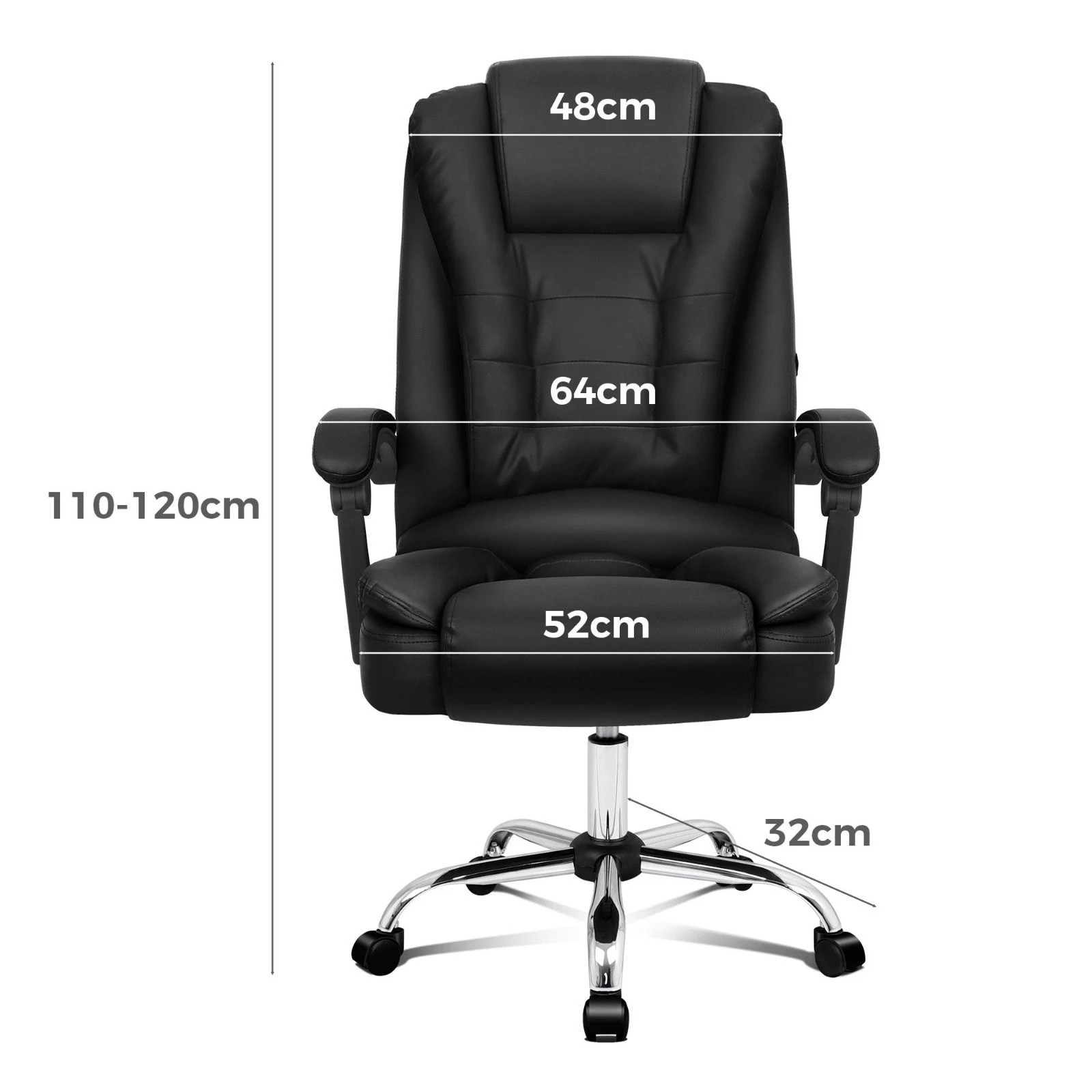 3 Alfordson Massage Office Chair Executive PU Leather Seat Gaming Computer Racer - Black, 3 of 10