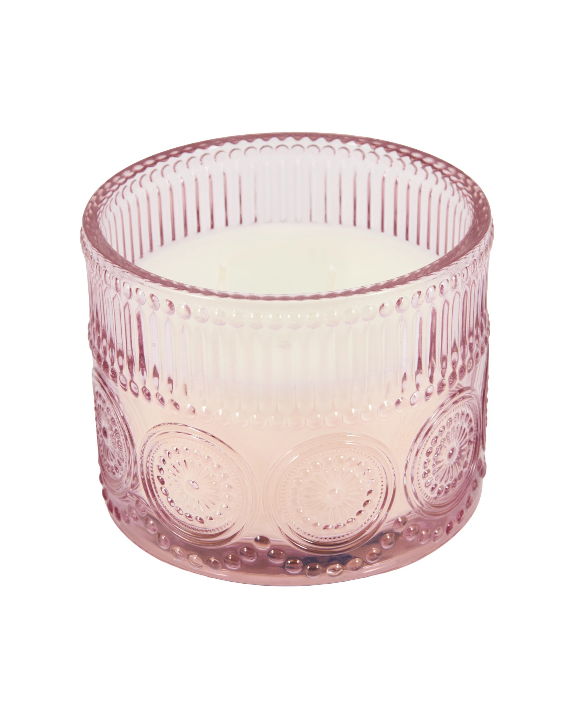 2 Pink Embossed Glass Candle, 2 of 5