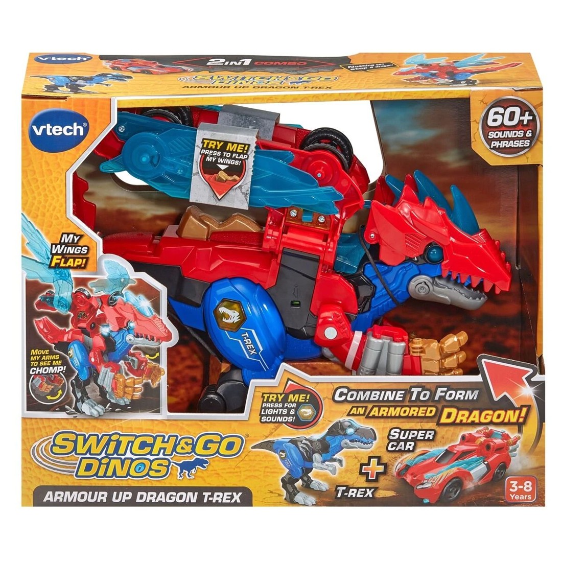 1 VTech Switch & Go Dinos Armour Up Dragon T-Rex, 1 of 9